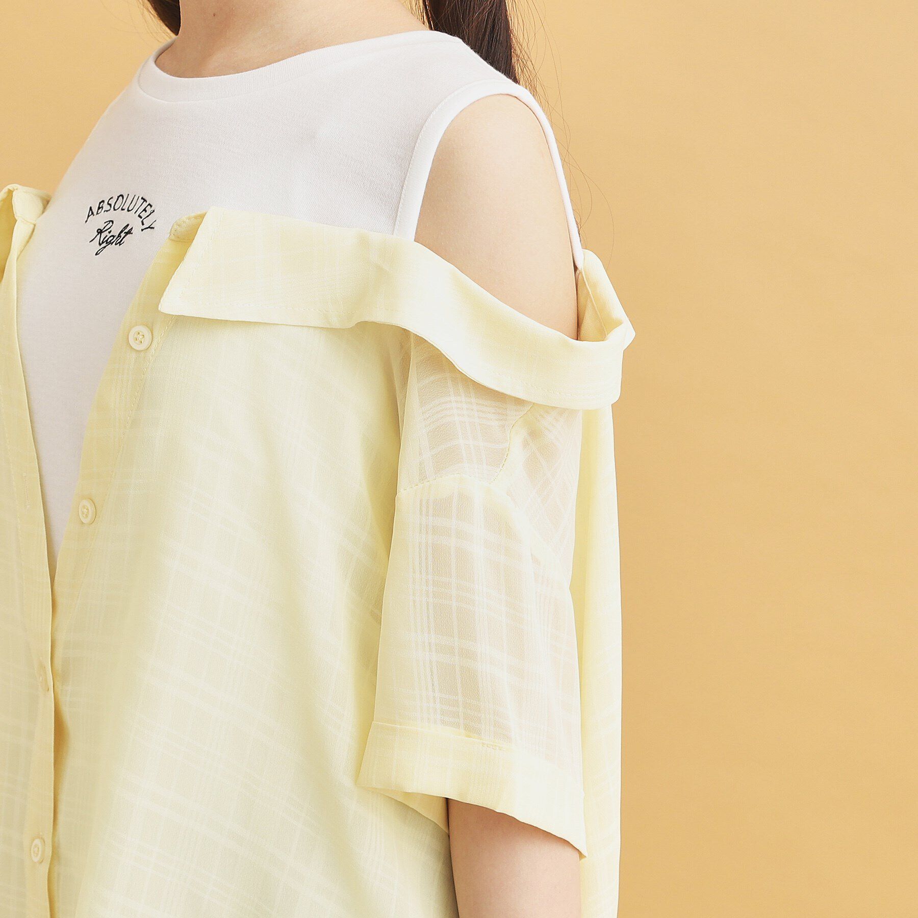 PINK-latte「シアーシャツドッキングトップス」|シャツ・ブラウス|