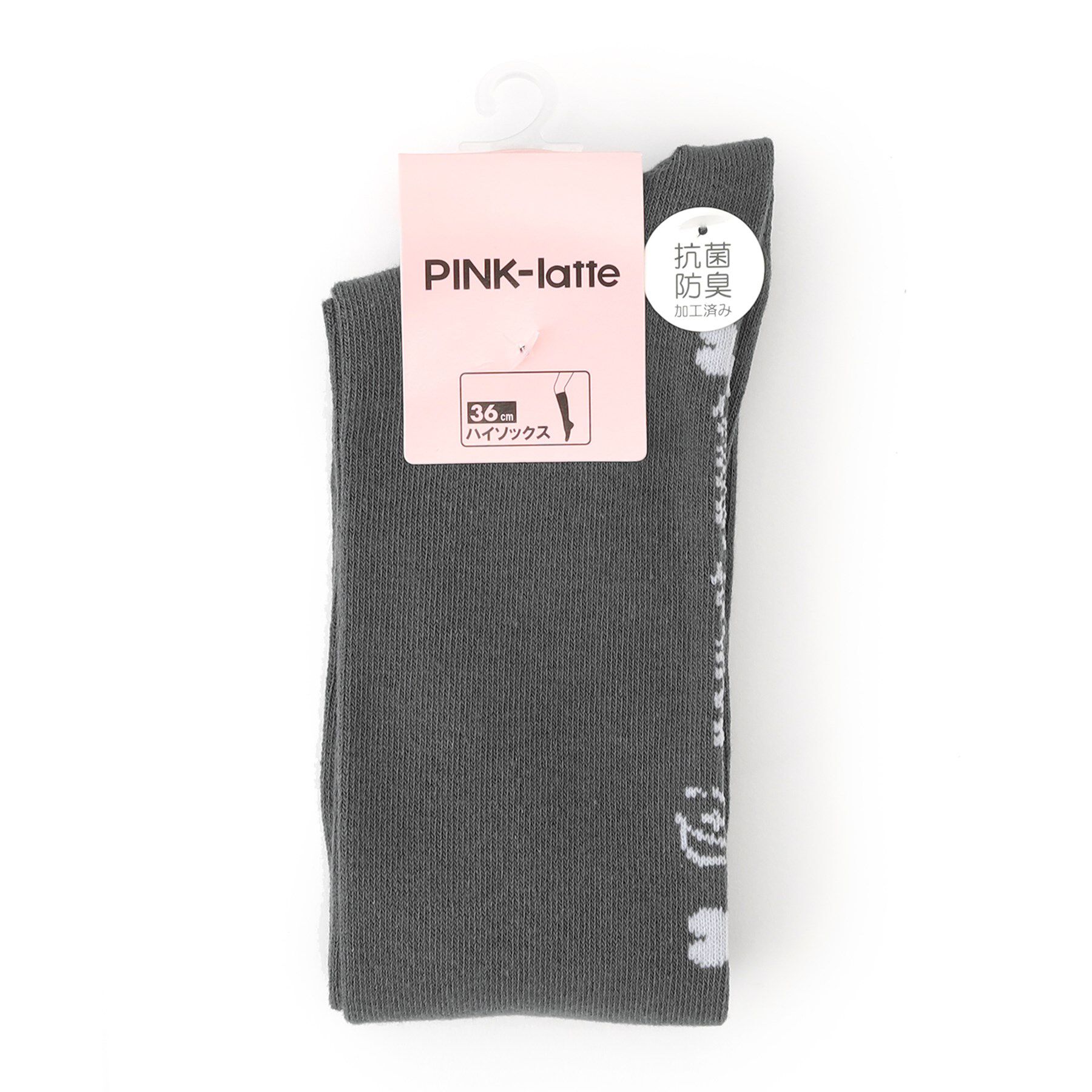 PINK-latte「【36cm丈】タテロゴハイソックス」|ソックス|グレー(012)