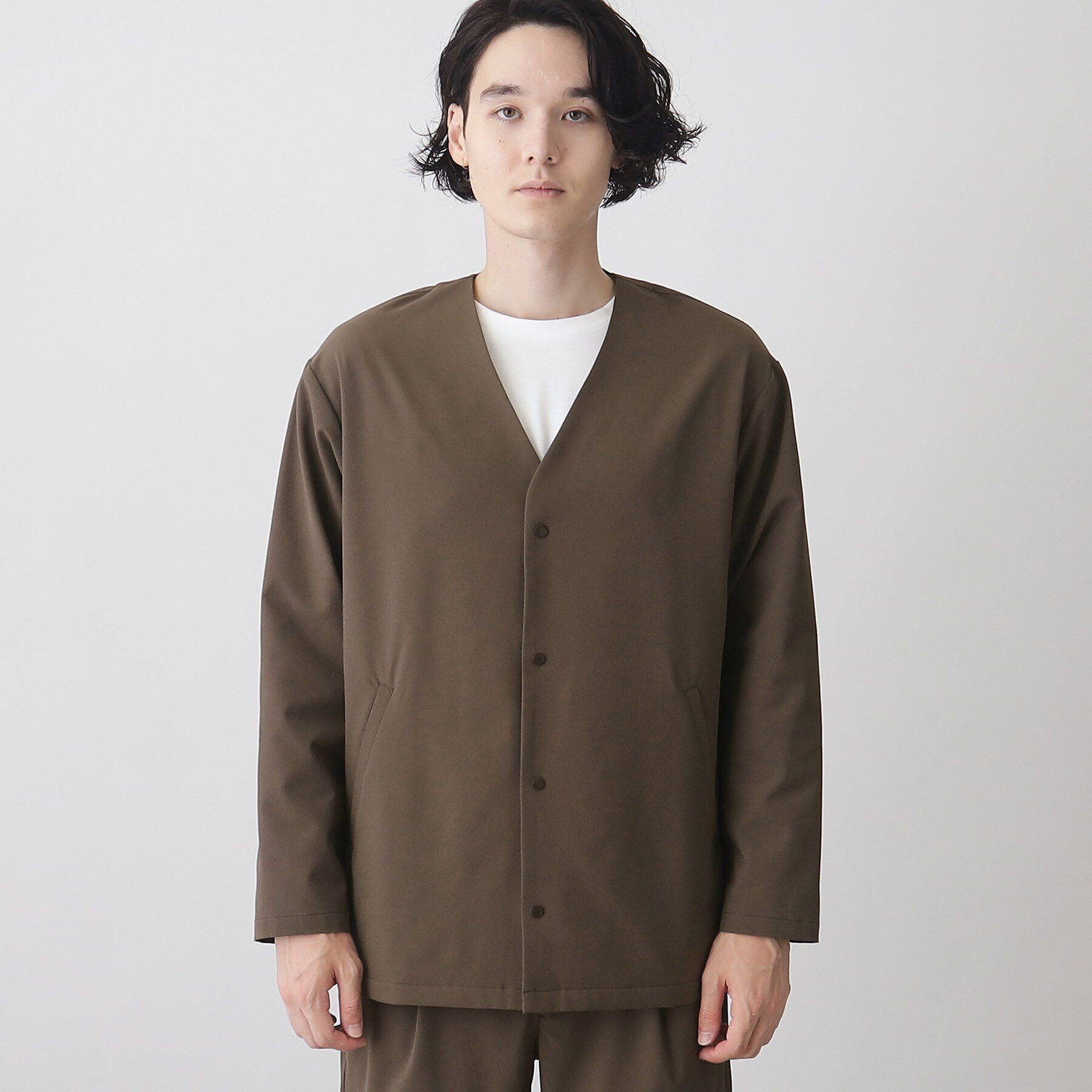 THE SHOP TK「【360&deg;ストレッチ／セットアップ可】リッチポリノーカラージャケット」|カーディガン|
