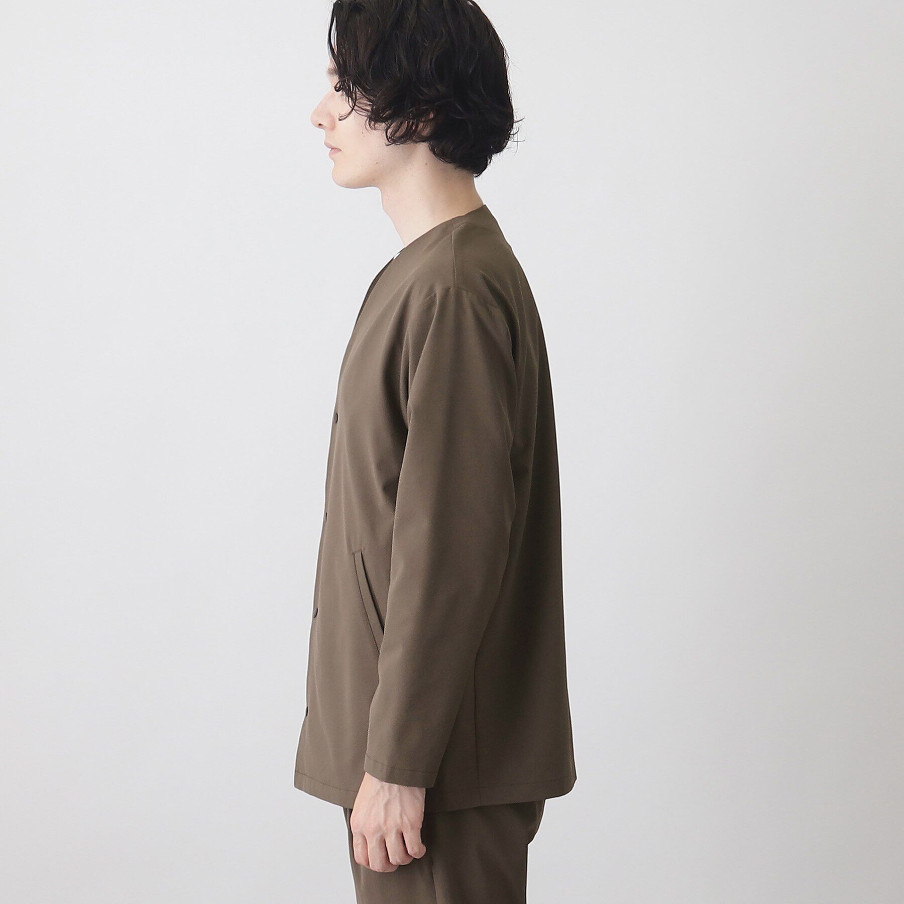 THE SHOP TK「【360&deg;ストレッチ／セットアップ可】リッチポリノーカラージャケット」|カーディガン|