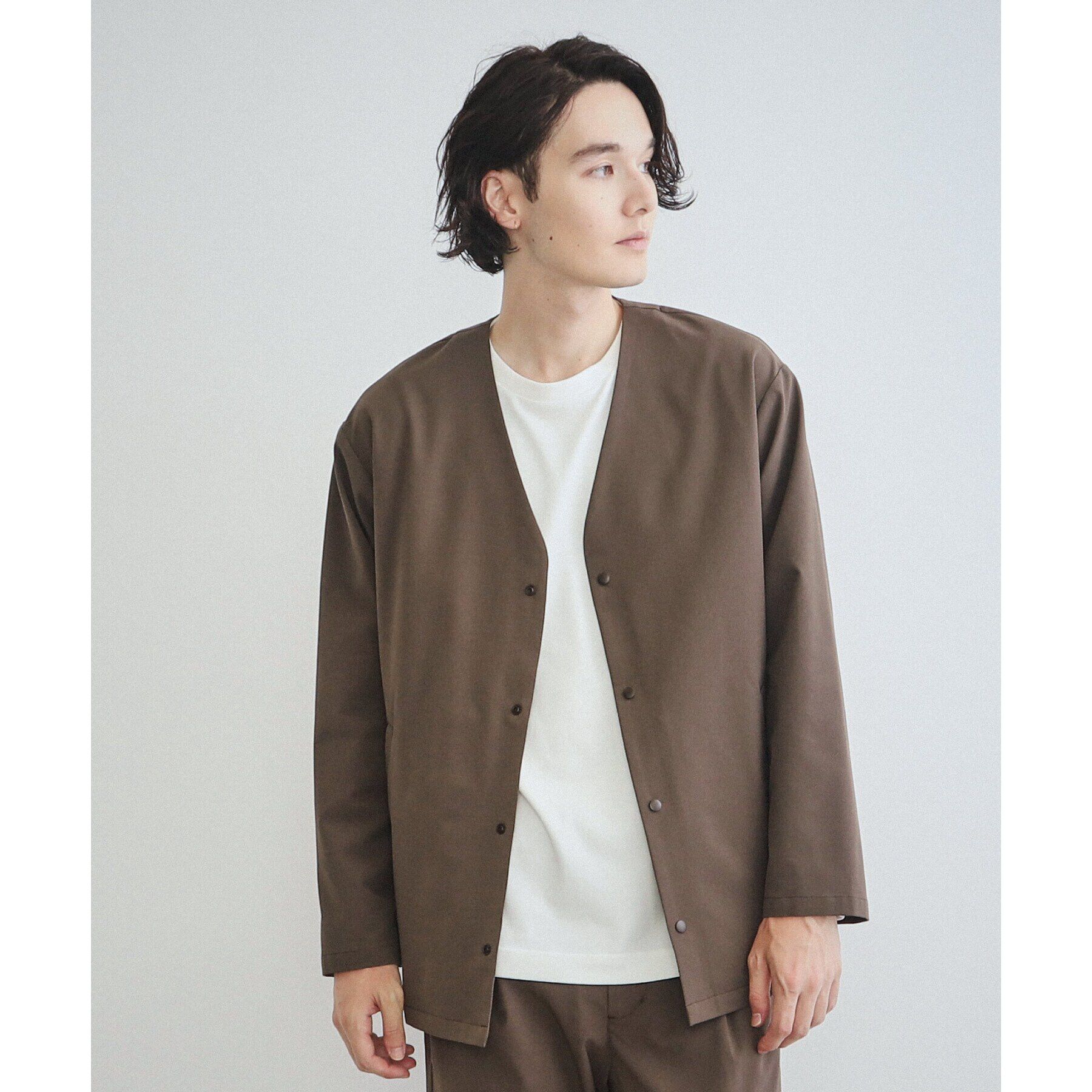 THE SHOP TK「【360&deg;ストレッチ／セットアップ可】リッチポリノーカラージャケット」|カーディガン|