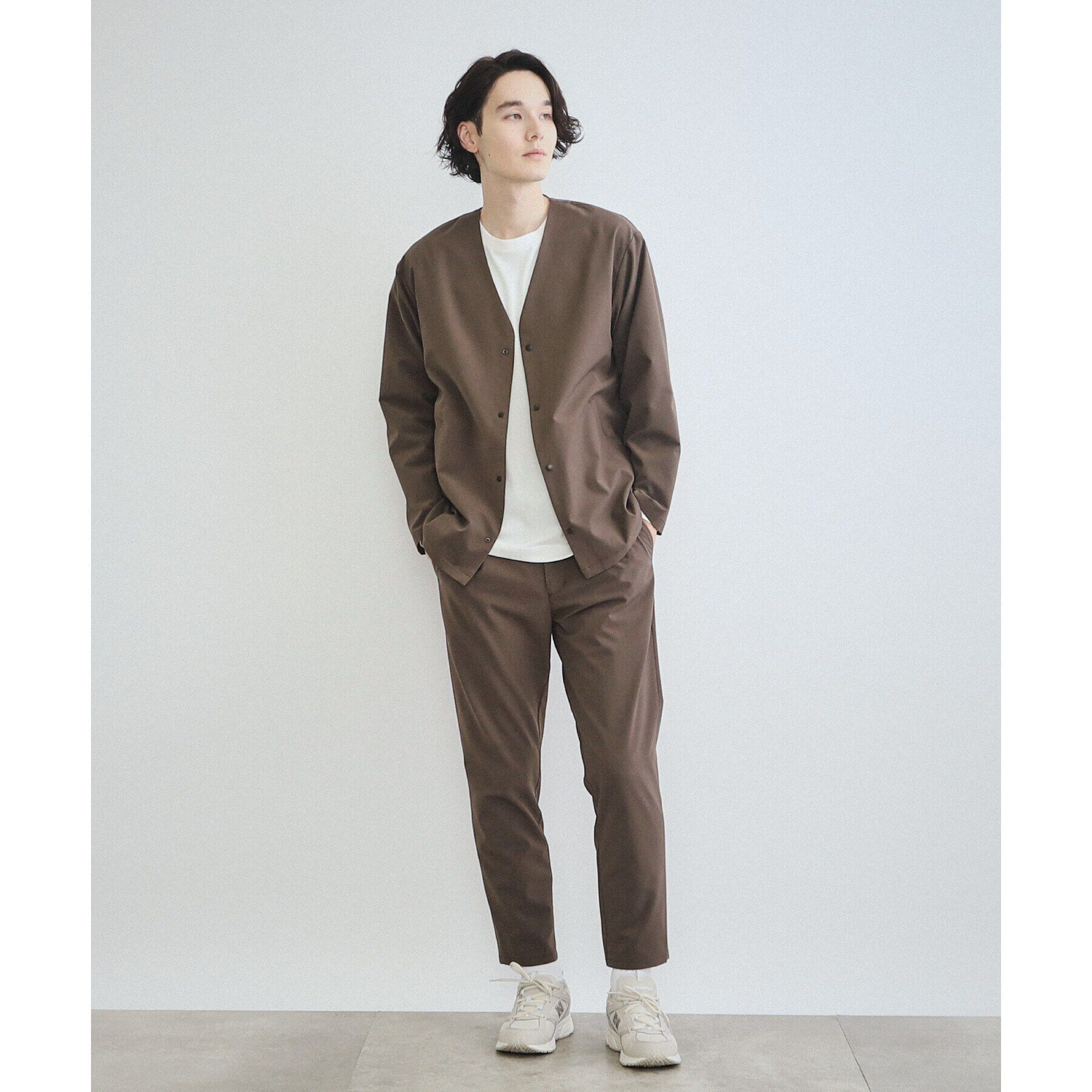 THE SHOP TK「【360&deg;ストレッチ／セットアップ可】リッチポリノーカラージャケット」|カーディガン|