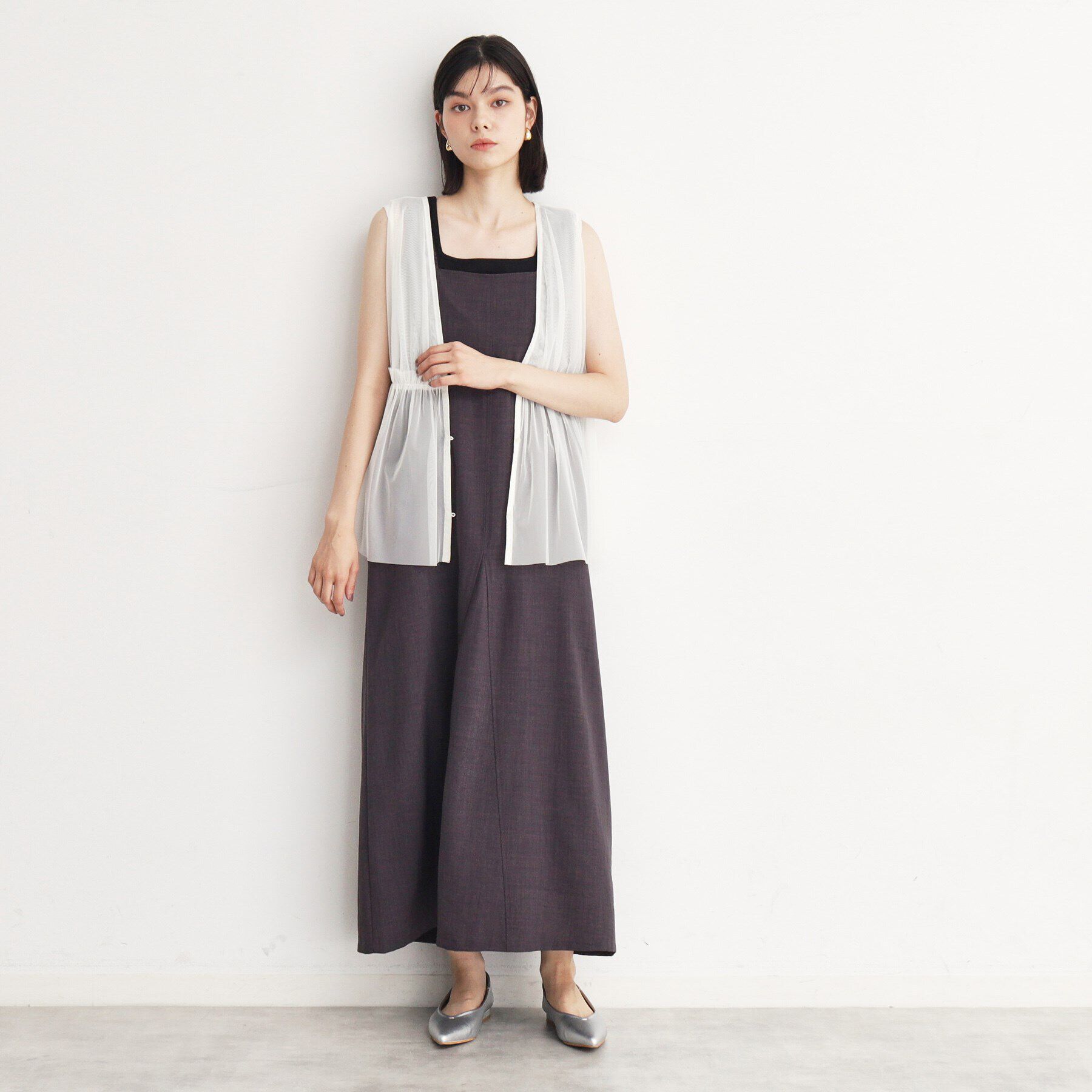 THE SHOP TK「チュールギャザーベスト【洗える】」|ベスト・ジレ|