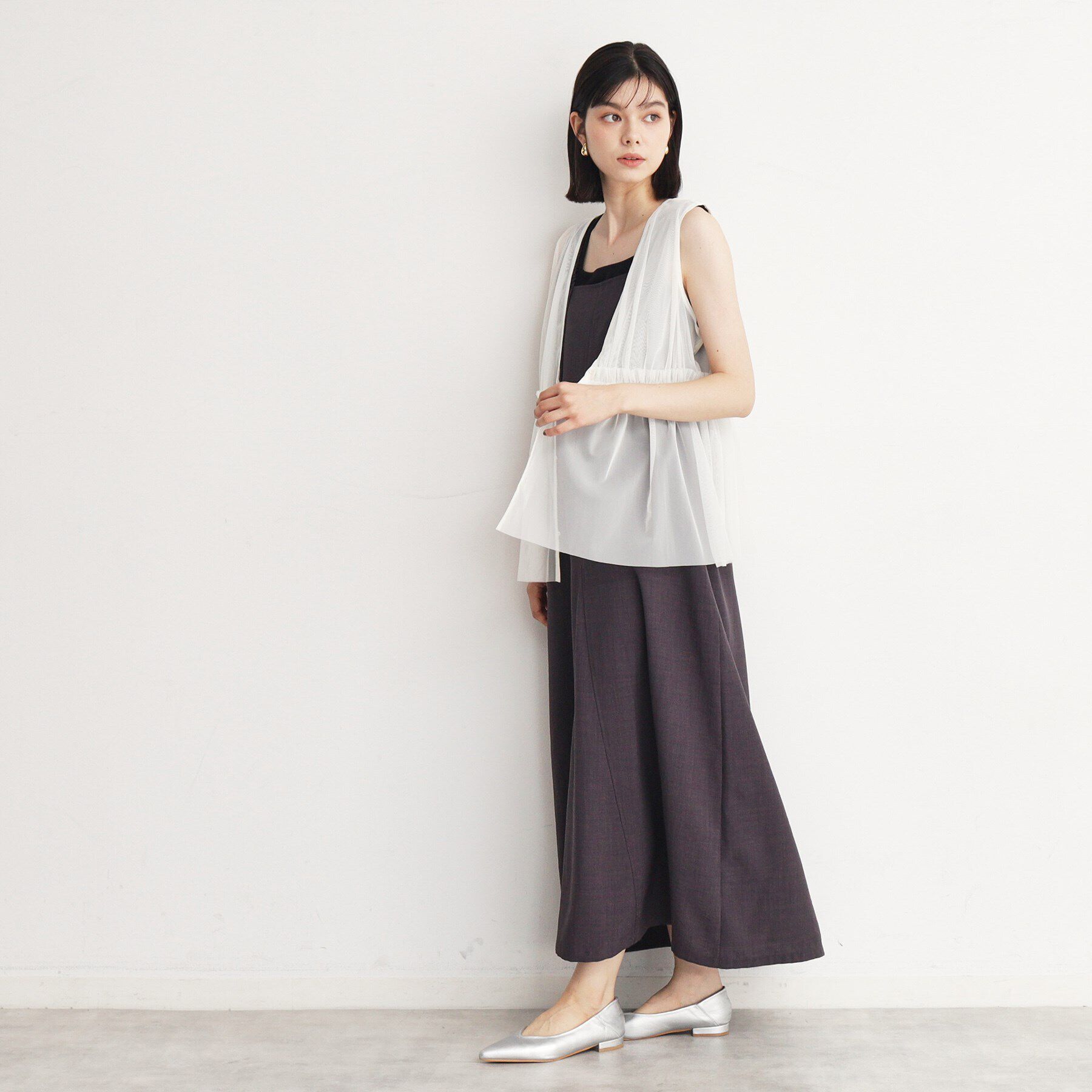 THE SHOP TK「チュールギャザーベスト【洗える】」|ベスト・ジレ|