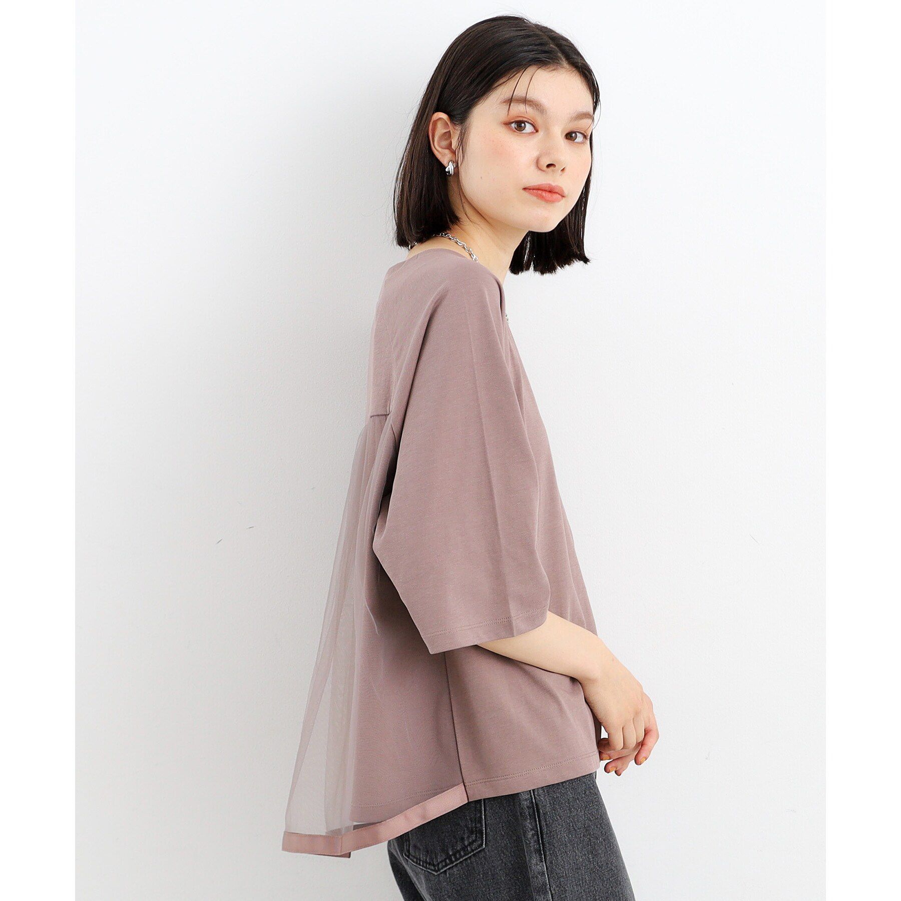 THE SHOP TK「【接触冷感/UV/毛玉になりにくい/洗える】バックチュールTシャツ」|Tシャツ・カットソー|