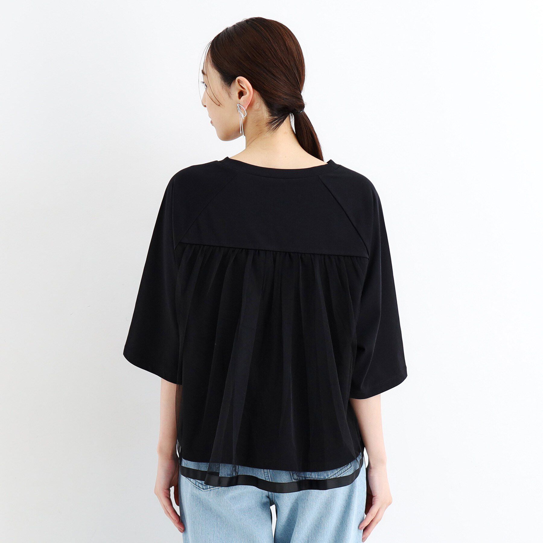THE SHOP TK「【接触冷感/UV/毛玉になりにくい/洗える】バックチュールTシャツ」|Tシャツ・カットソー|