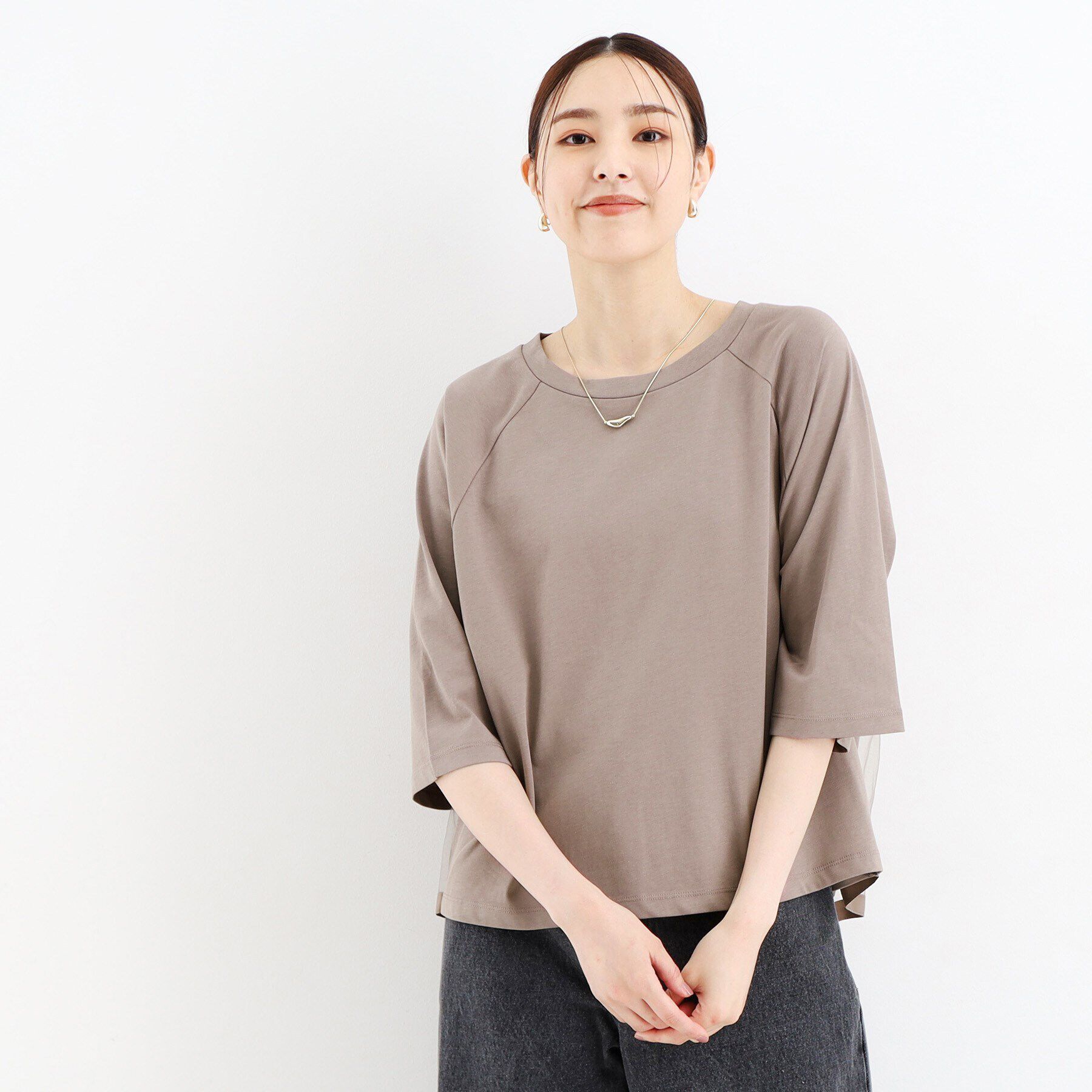 THE SHOP TK「【接触冷感/UV/毛玉になりにくい/洗える】バックチュールTシャツ」|Tシャツ・カットソー|