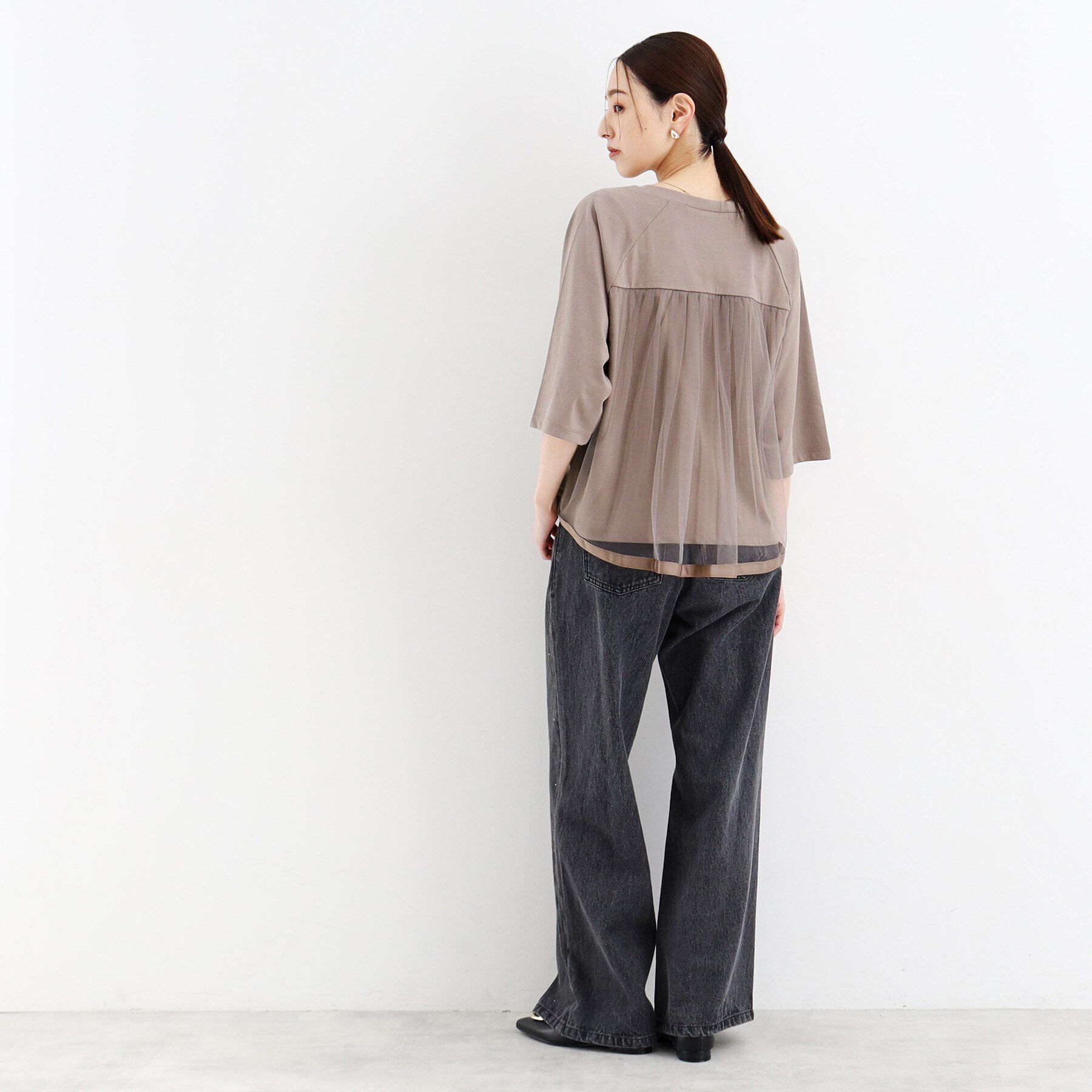 THE SHOP TK「【接触冷感/UV/毛玉になりにくい/洗える】バックチュールTシャツ」|Tシャツ・カットソー|