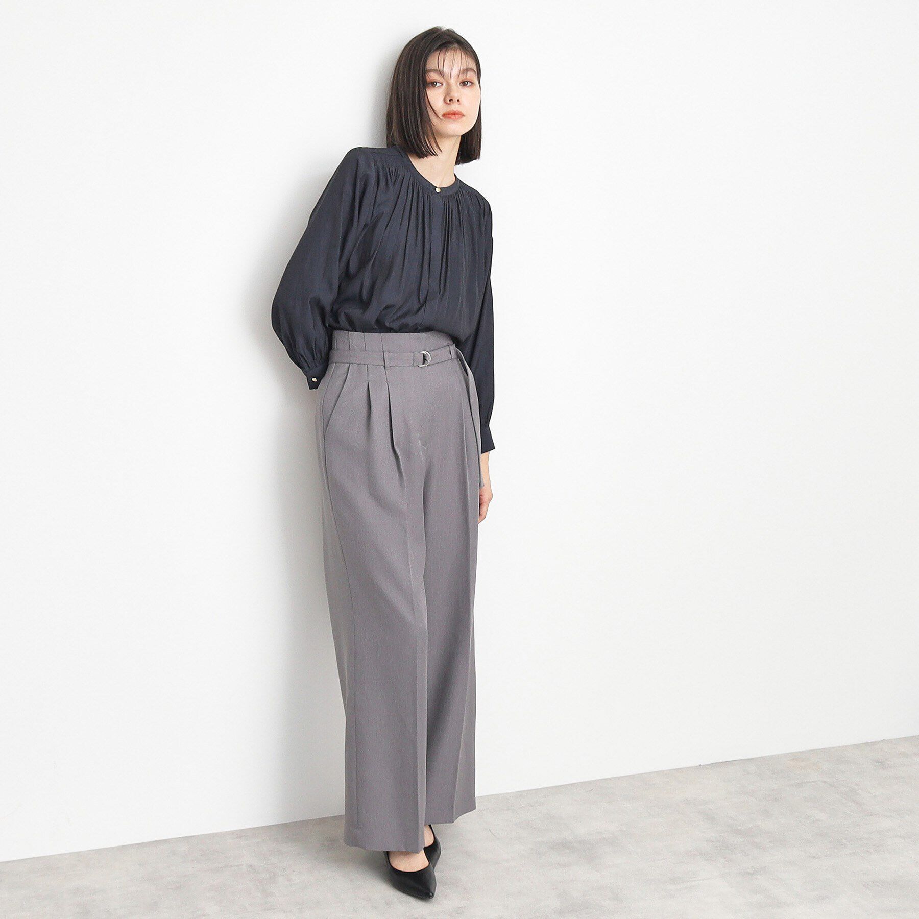 THE SHOP TK「【ヒルナンデス！で紹介】ヒヨクギャザーブラウス /通勤/セレモニー/洗濯機OK」|シャツ・ブラウス|