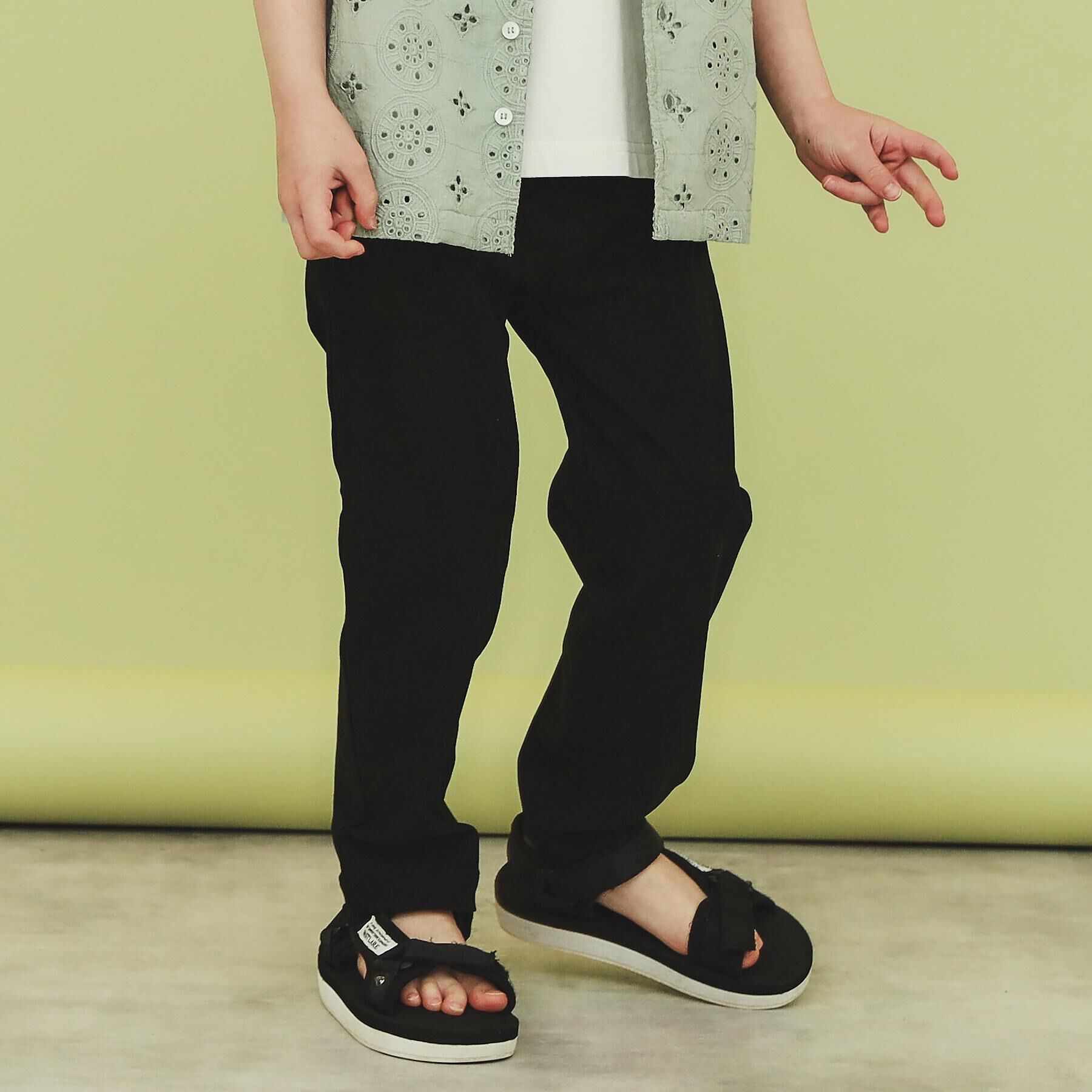 THE SHOP TK「【100-160】のびーるストレートパンツ/洗濯機OK」|その他|ブラック(019)