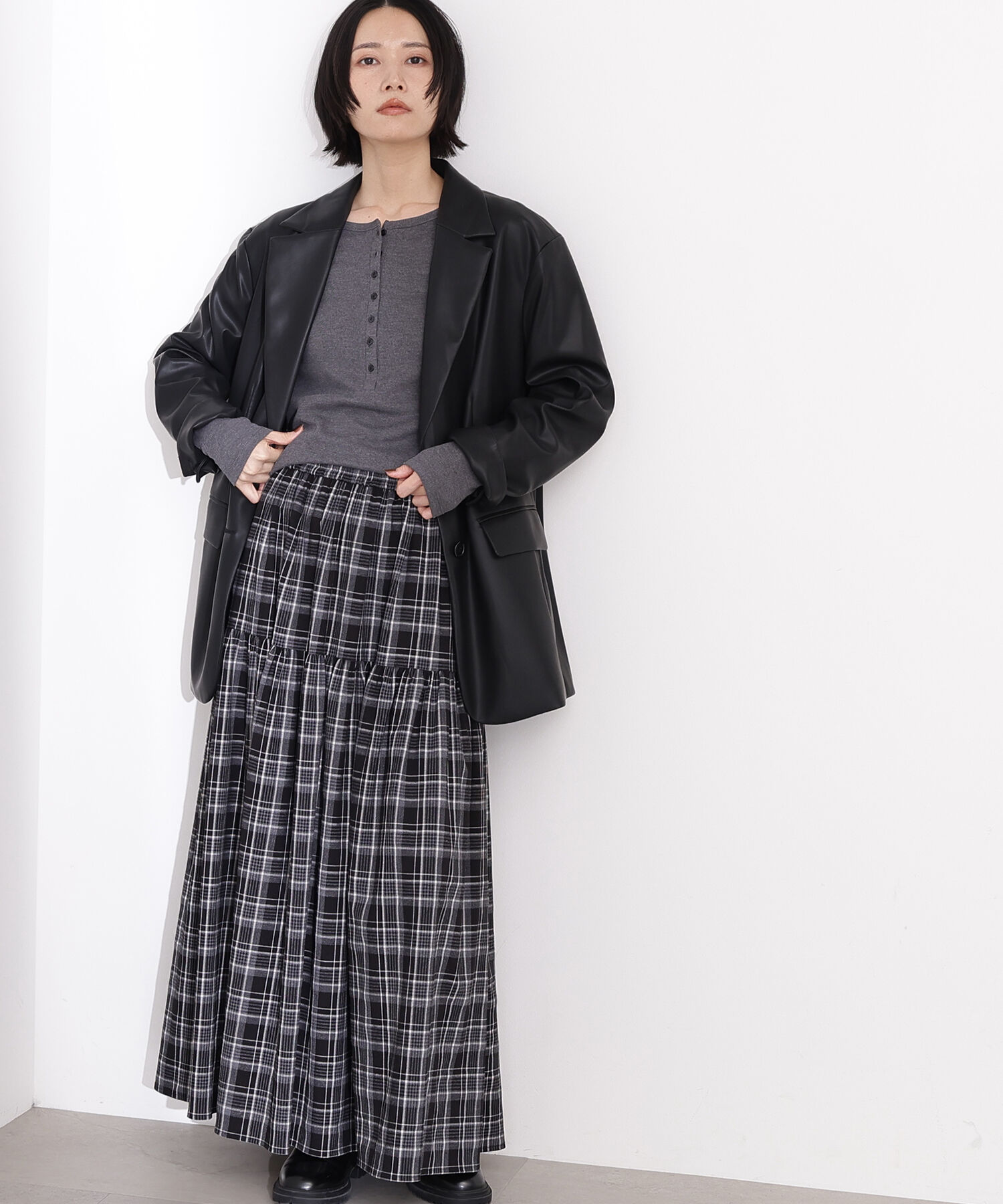  「チェックティアードスカート」|スカート|