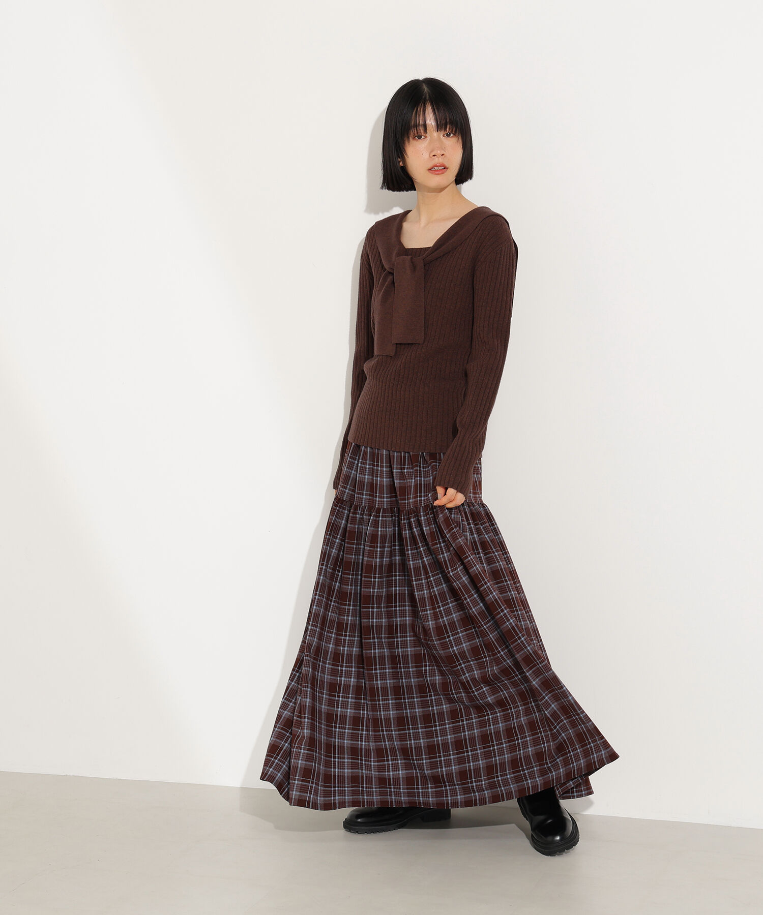  「チェックティアードスカート」|スカート|