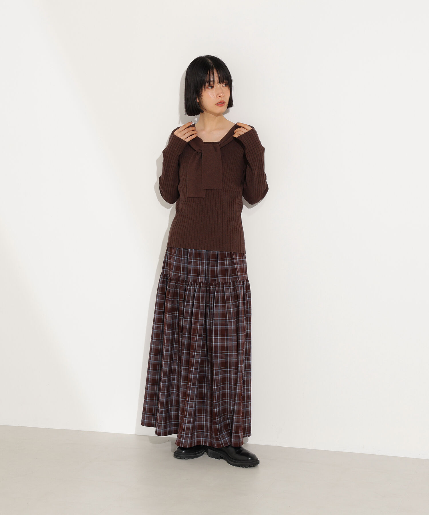  「チェックティアードスカート」|スカート|