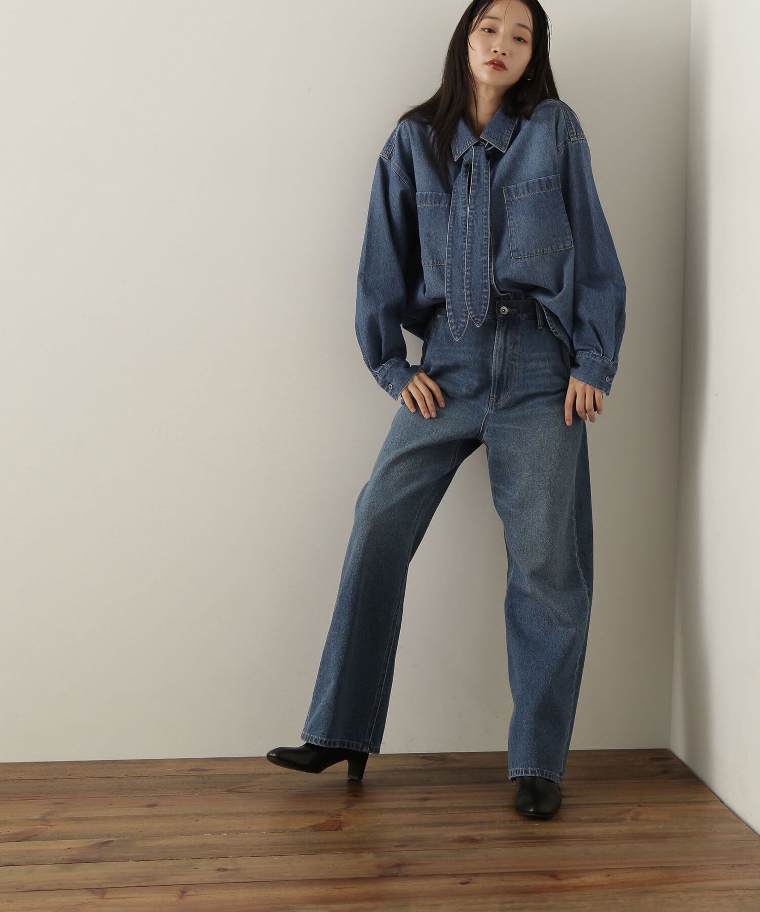  「スラックスデニムパンツ」|その他|ブルー