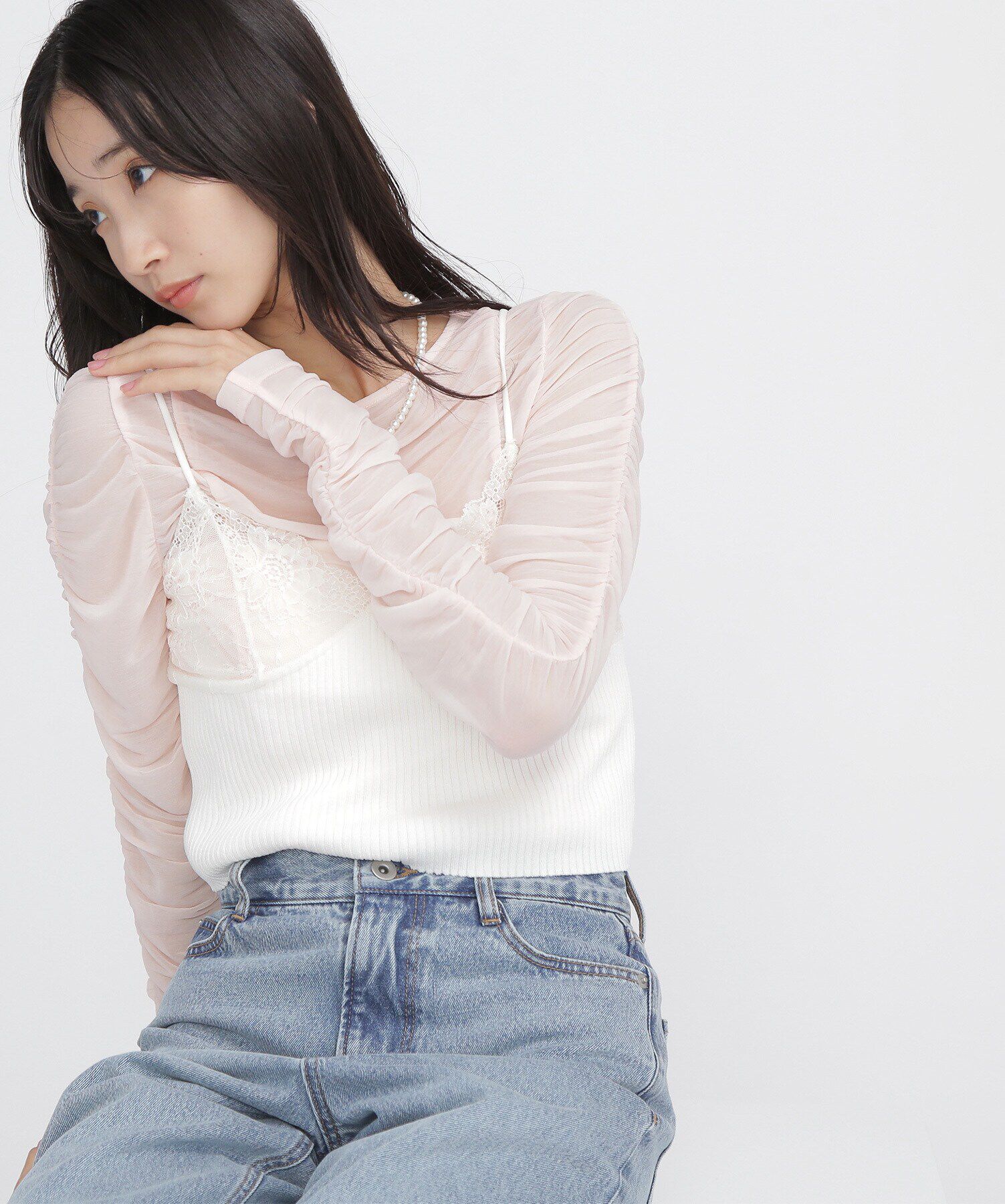  「コンパクトレースニットキャミソール」|ニット・セーター|オフ1