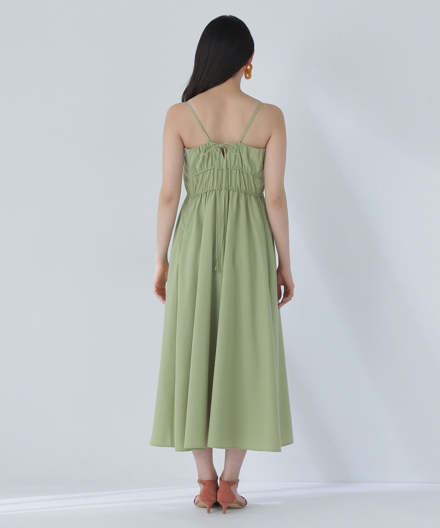  「ギャザーデザインキャミワンピース」|ワンピース|