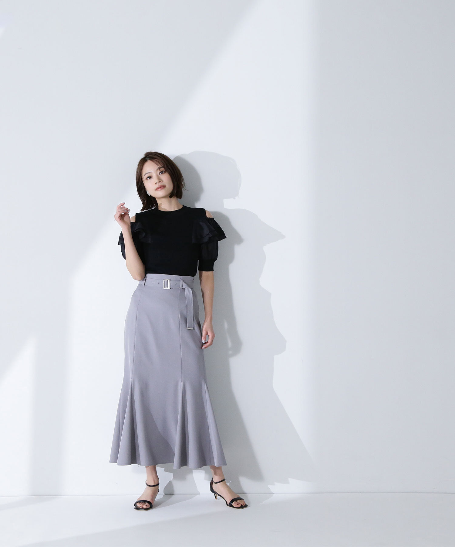  「ラッフルスリーブドッキングニット」|ニット・セーター|