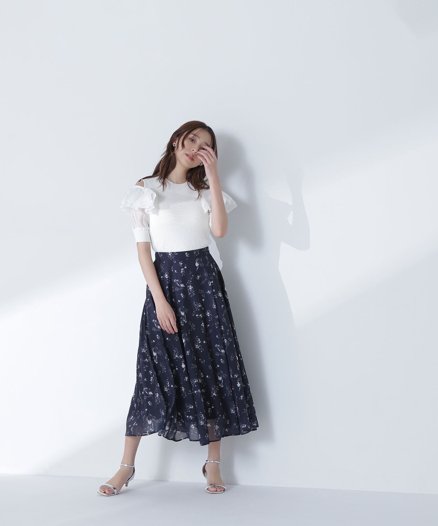  「ラッフルスリーブドッキングニット」|ニット・セーター|