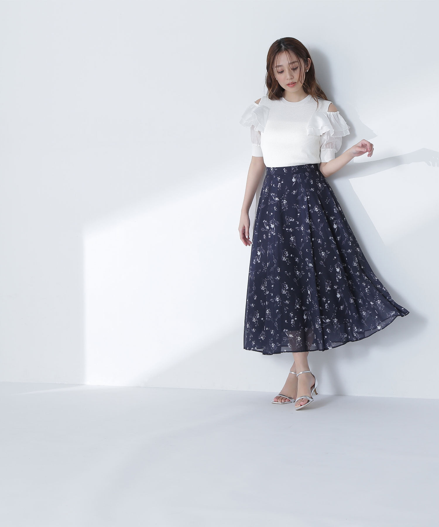  「ラッフルスリーブドッキングニット」|ニット・セーター|