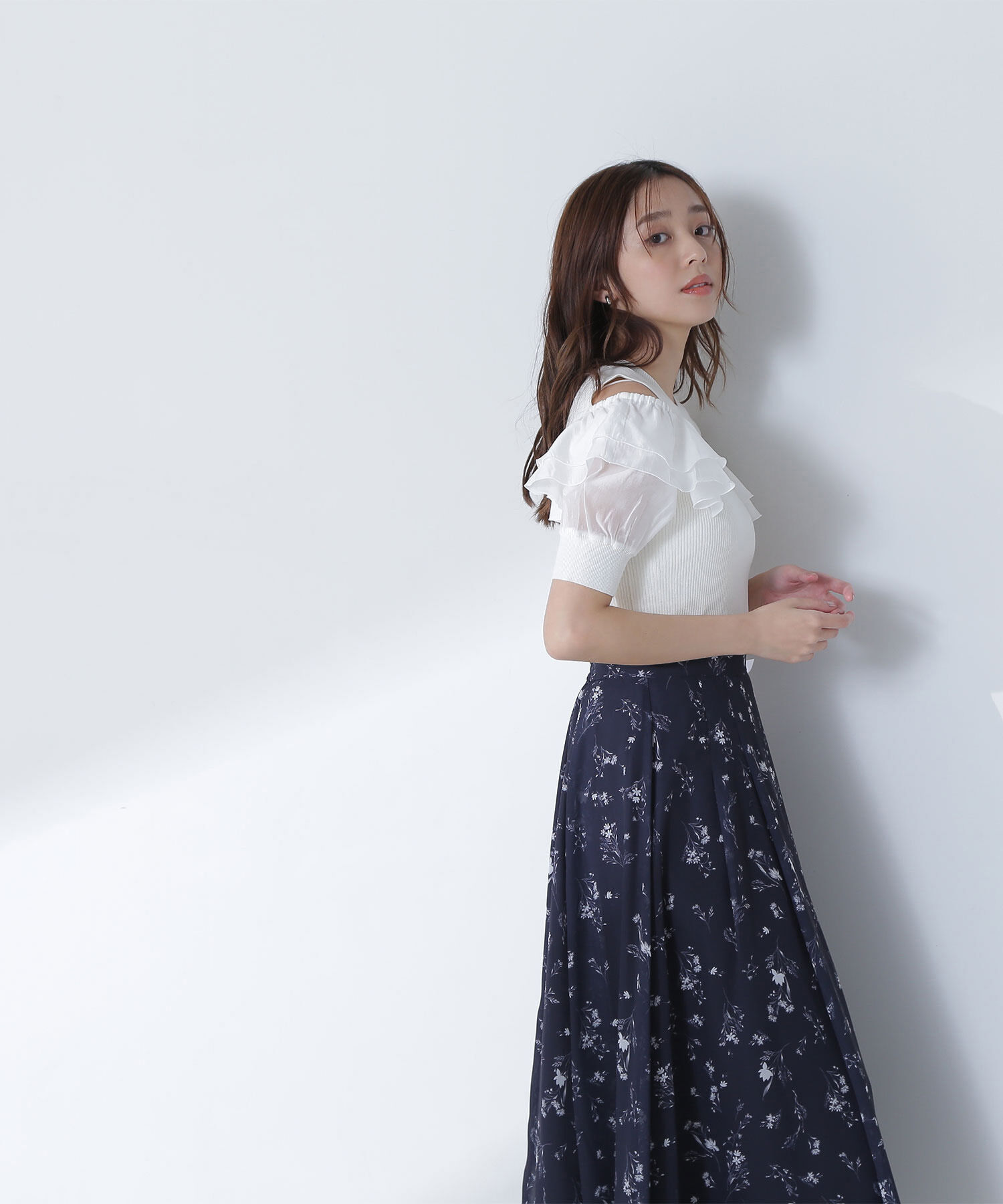  「ラッフルスリーブドッキングニット」|ニット・セーター|