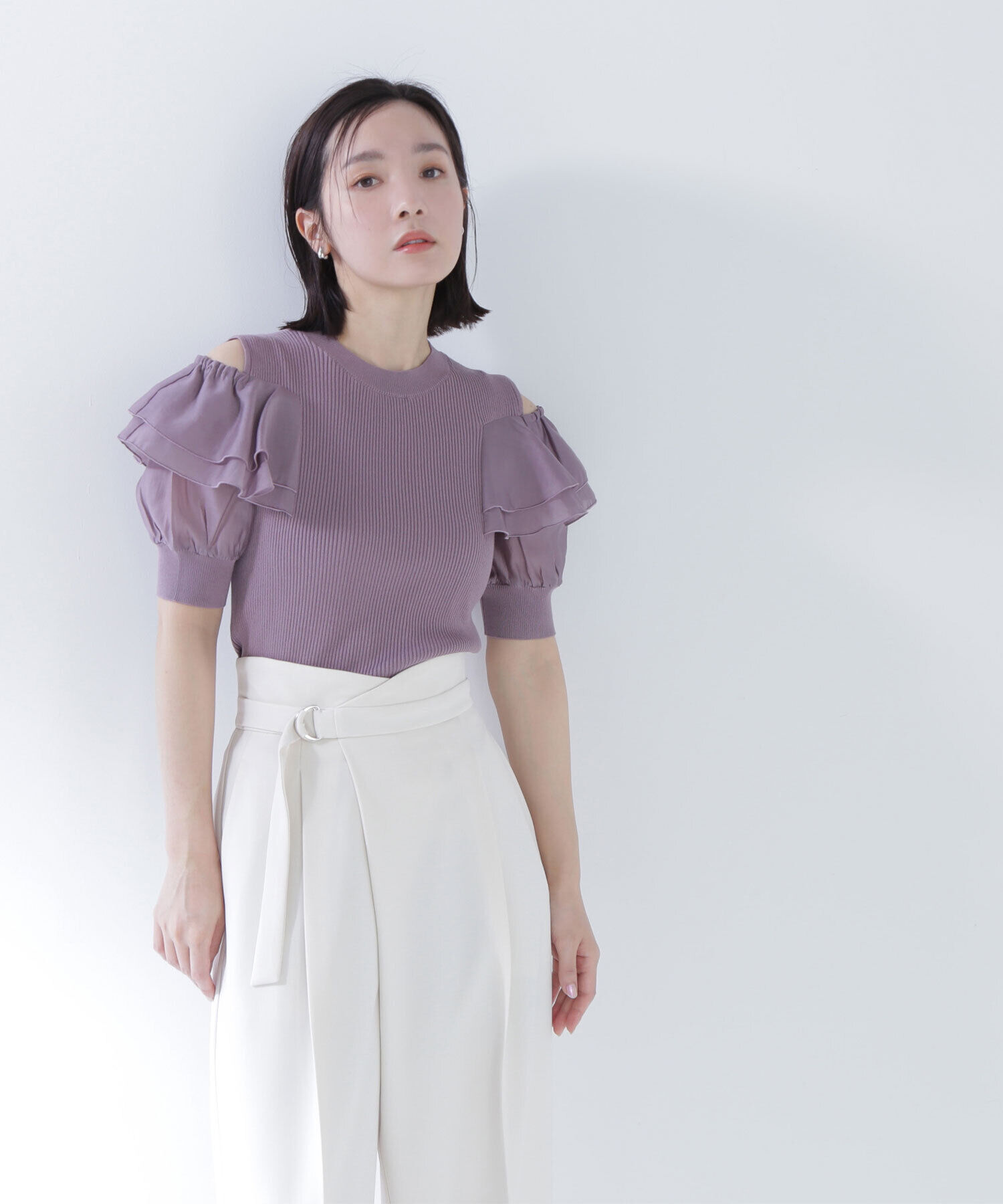  「ラッフルスリーブドッキングニット」|ニット・セーター|スモーキーパ