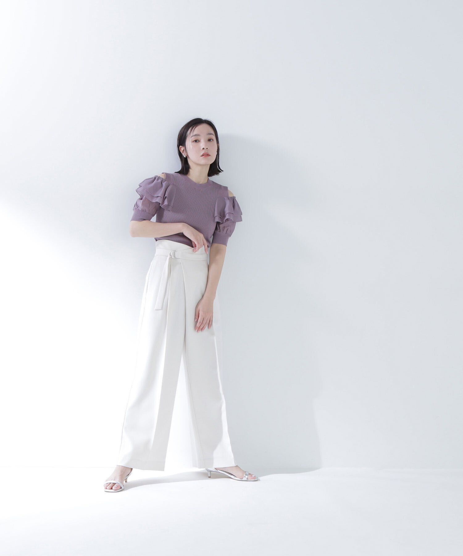  「ラッフルスリーブドッキングニット」|ニット・セーター|