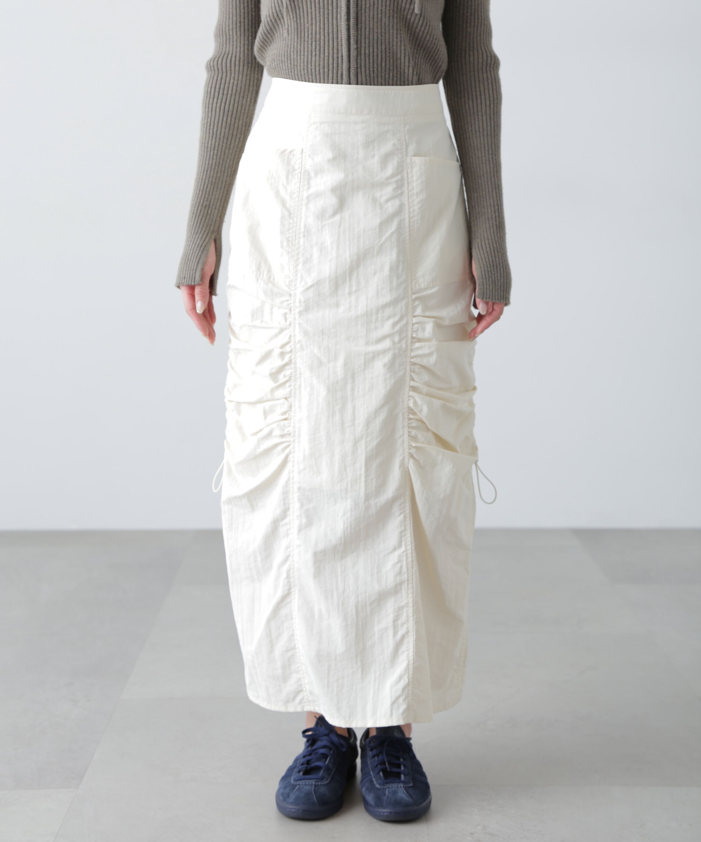  「サイドドロストナイロンスカート」|スカート|