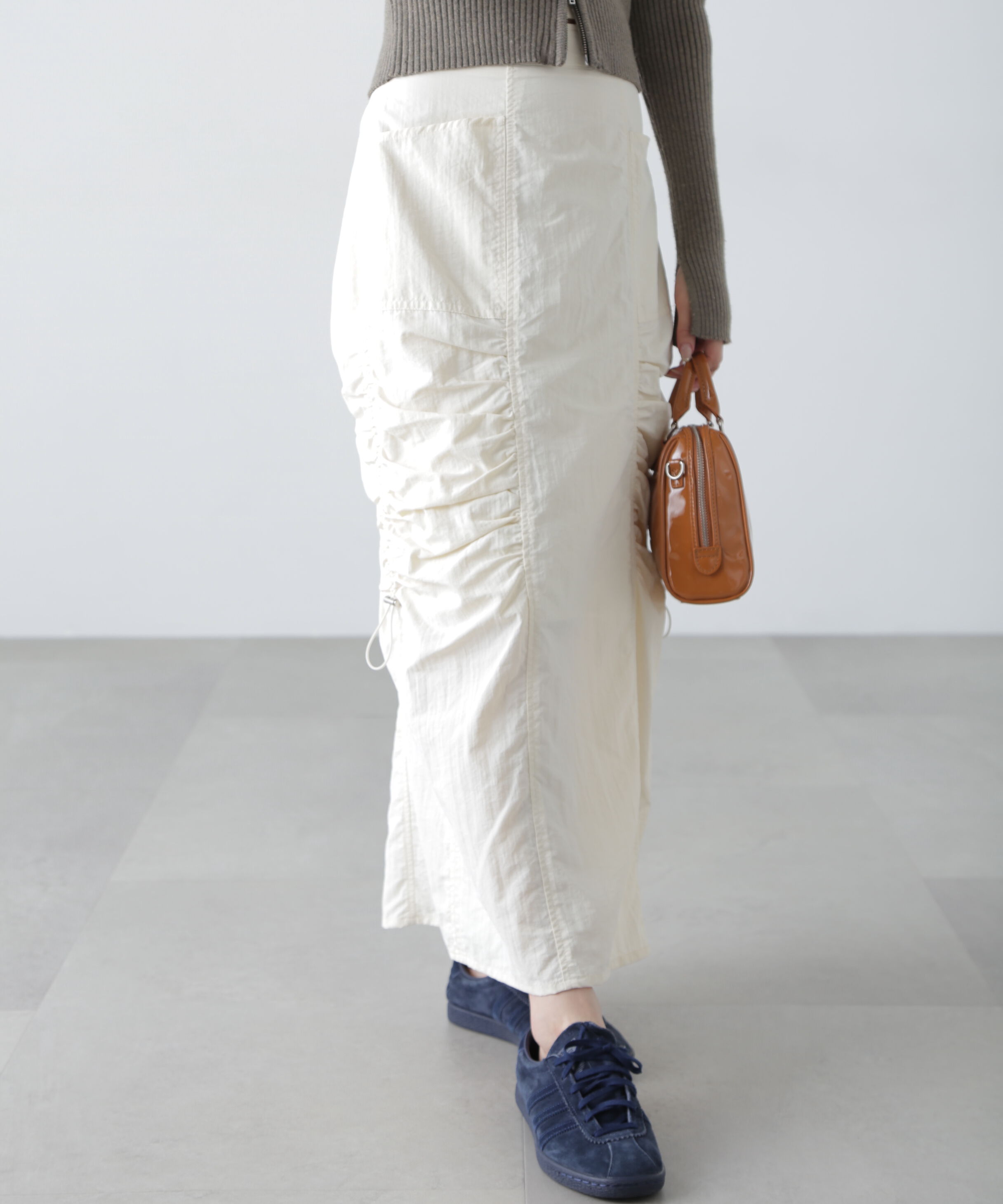  「サイドドロストナイロンスカート」|スカート|