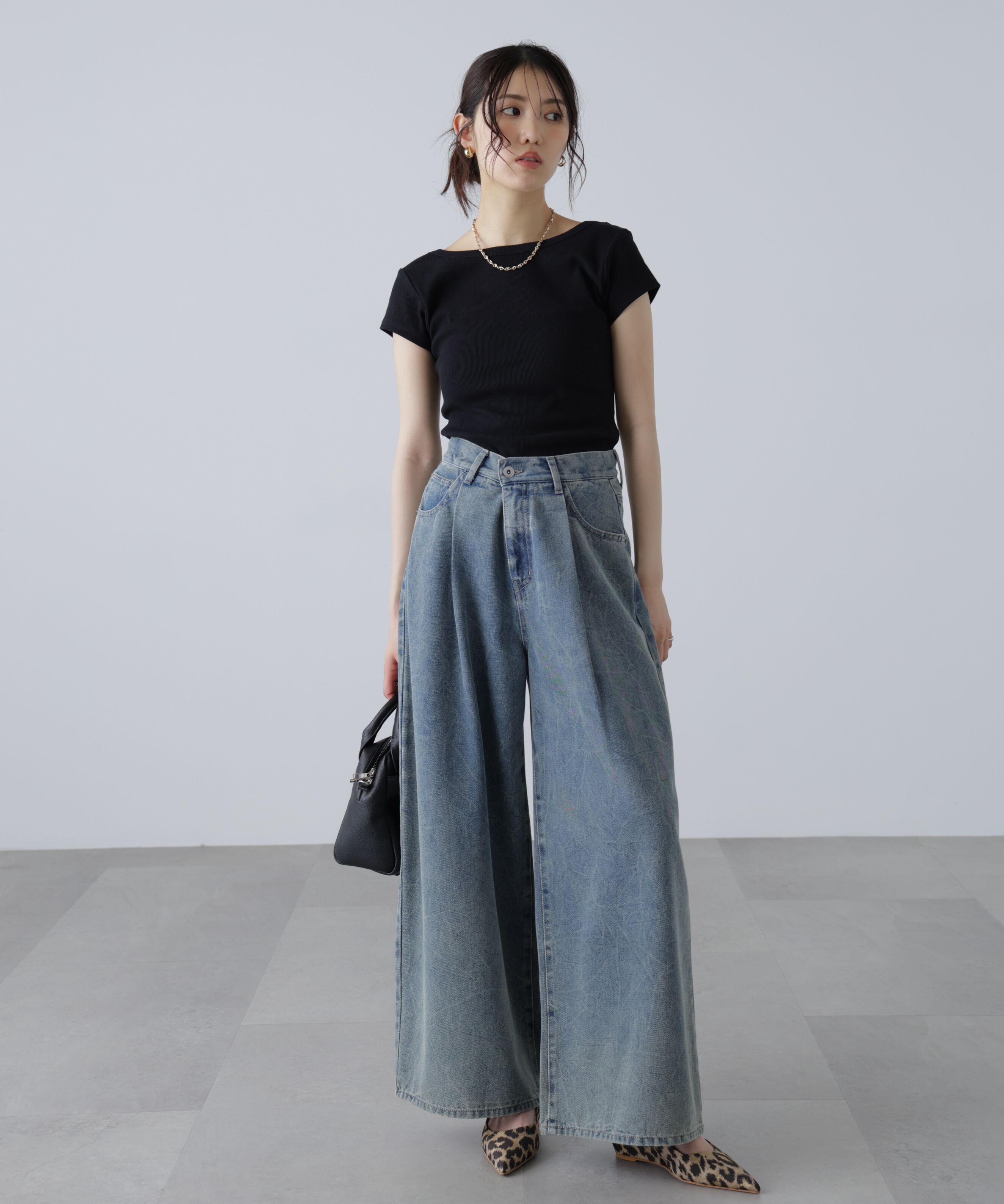  「クリンクル加工タックワイドデニムパンツ」|その他|