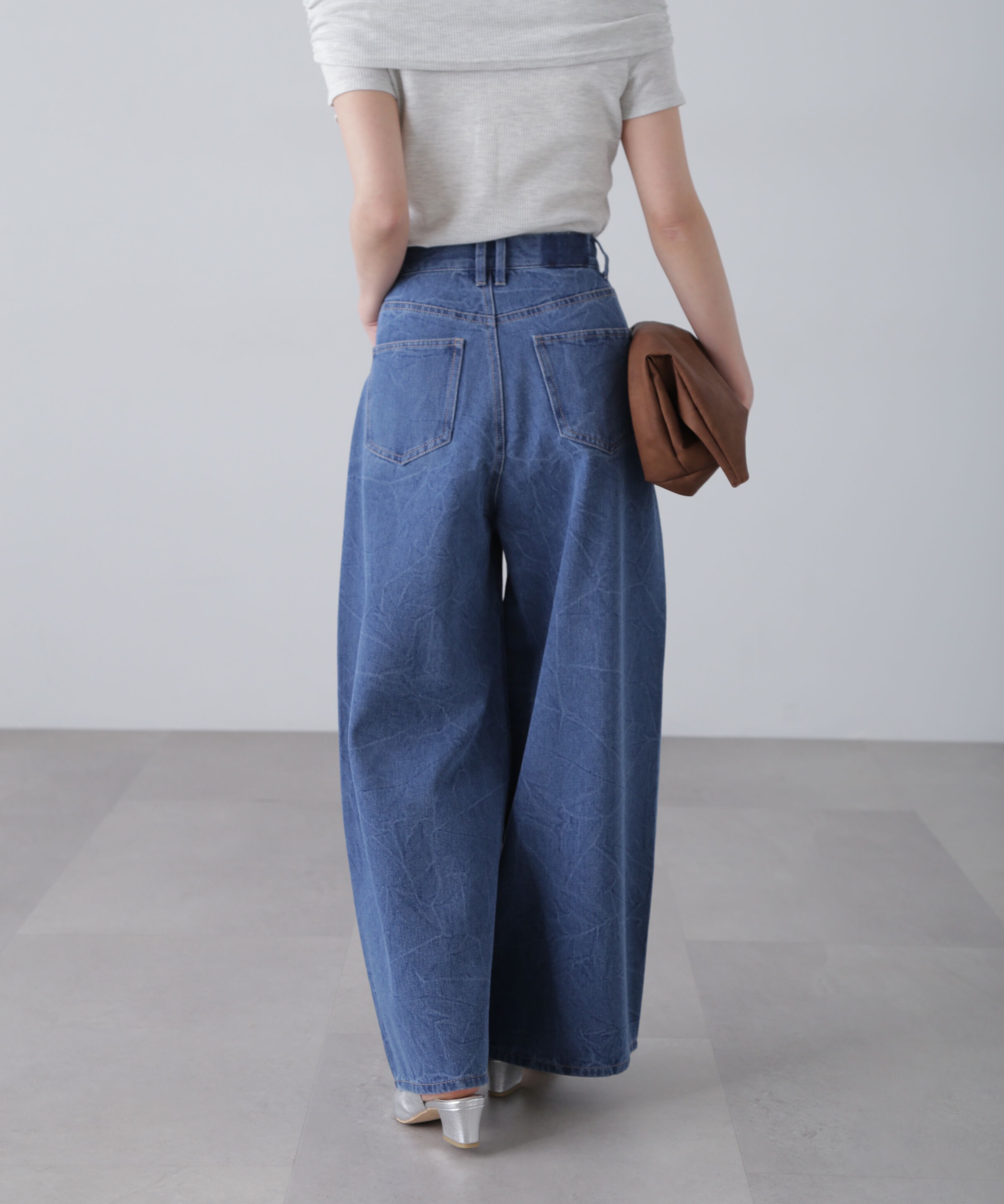  「クリンクル加工タックワイドデニムパンツ」|その他|