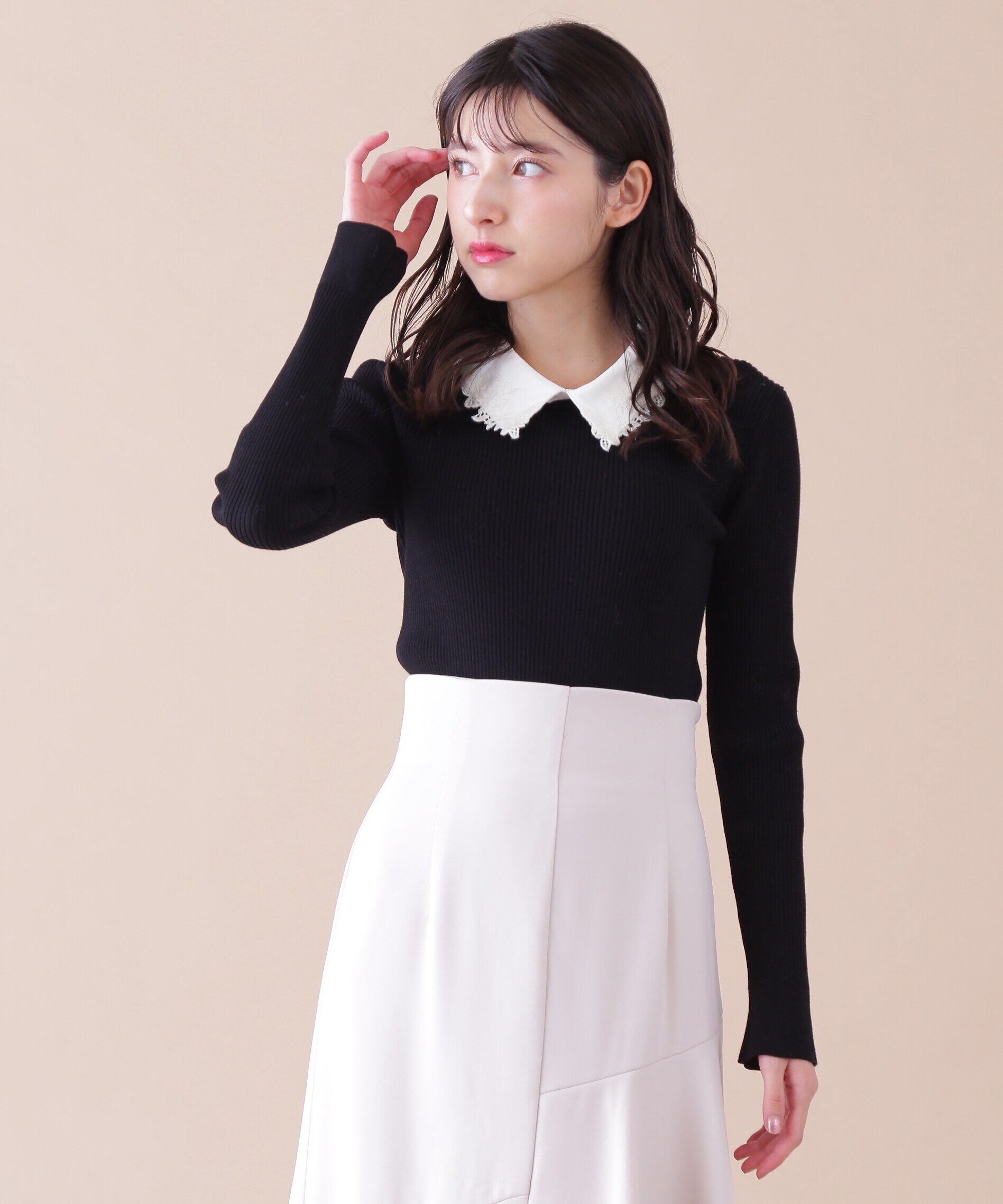  「衿付きリブニット」|ニット・セーター|