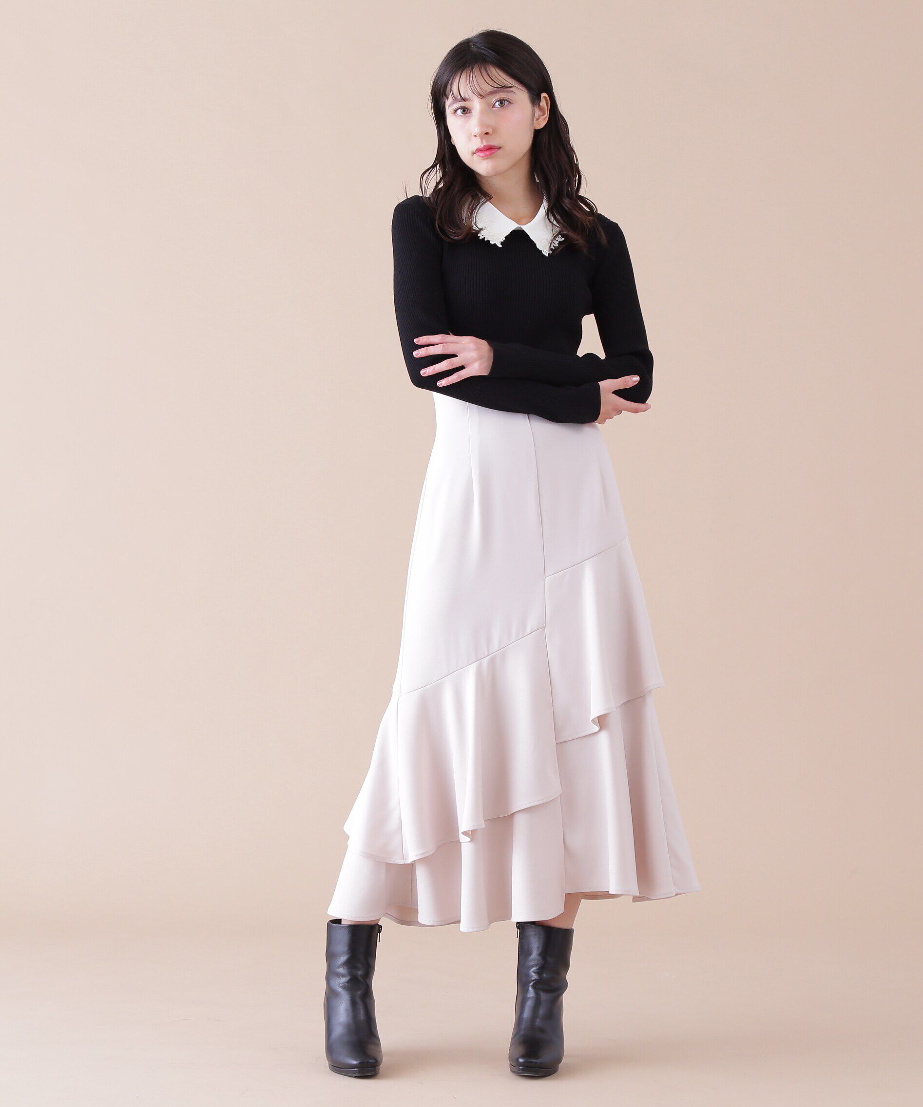  「衿付きリブニット」|ニット・セーター|