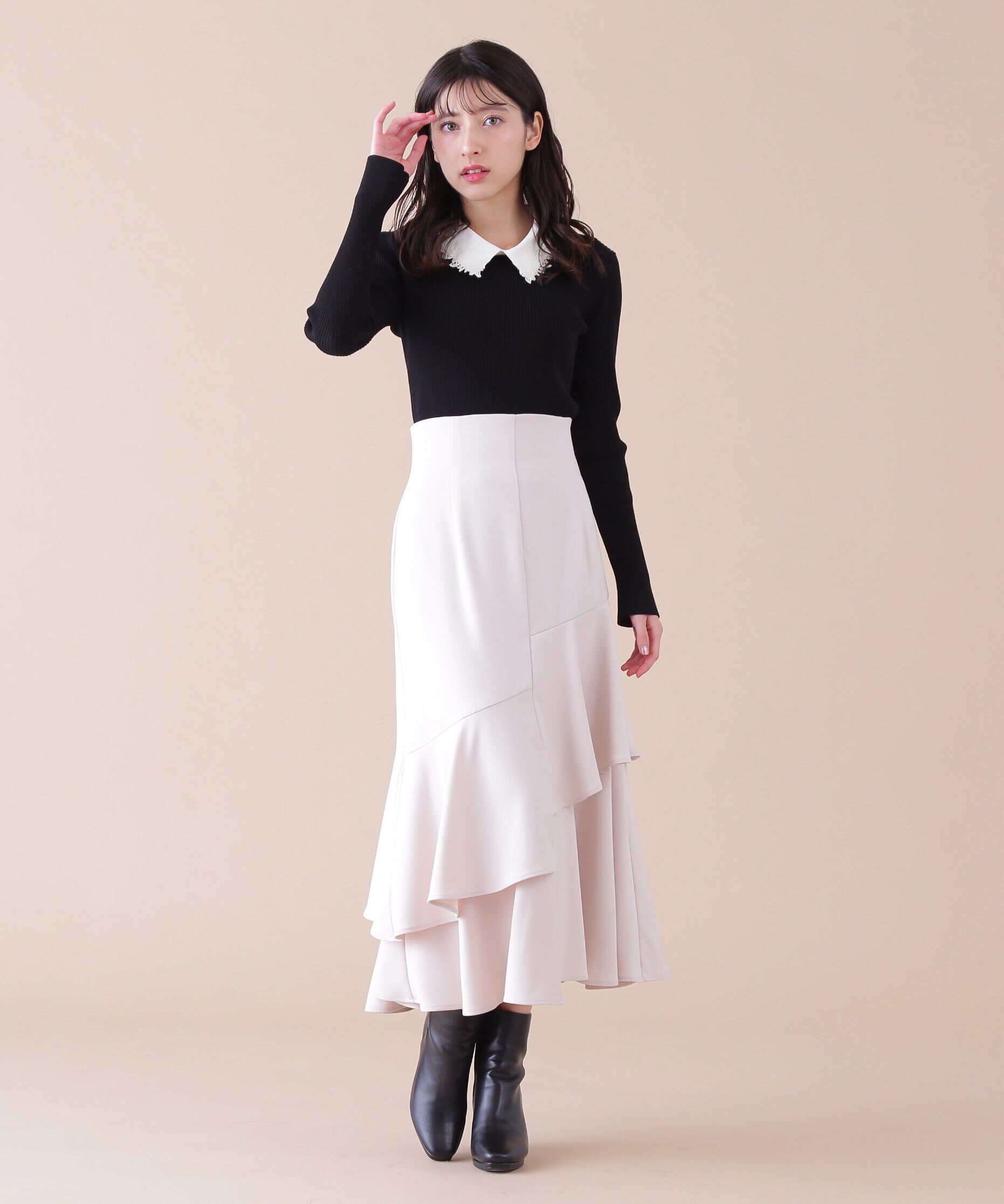  「衿付きリブニット」|ニット・セーター|