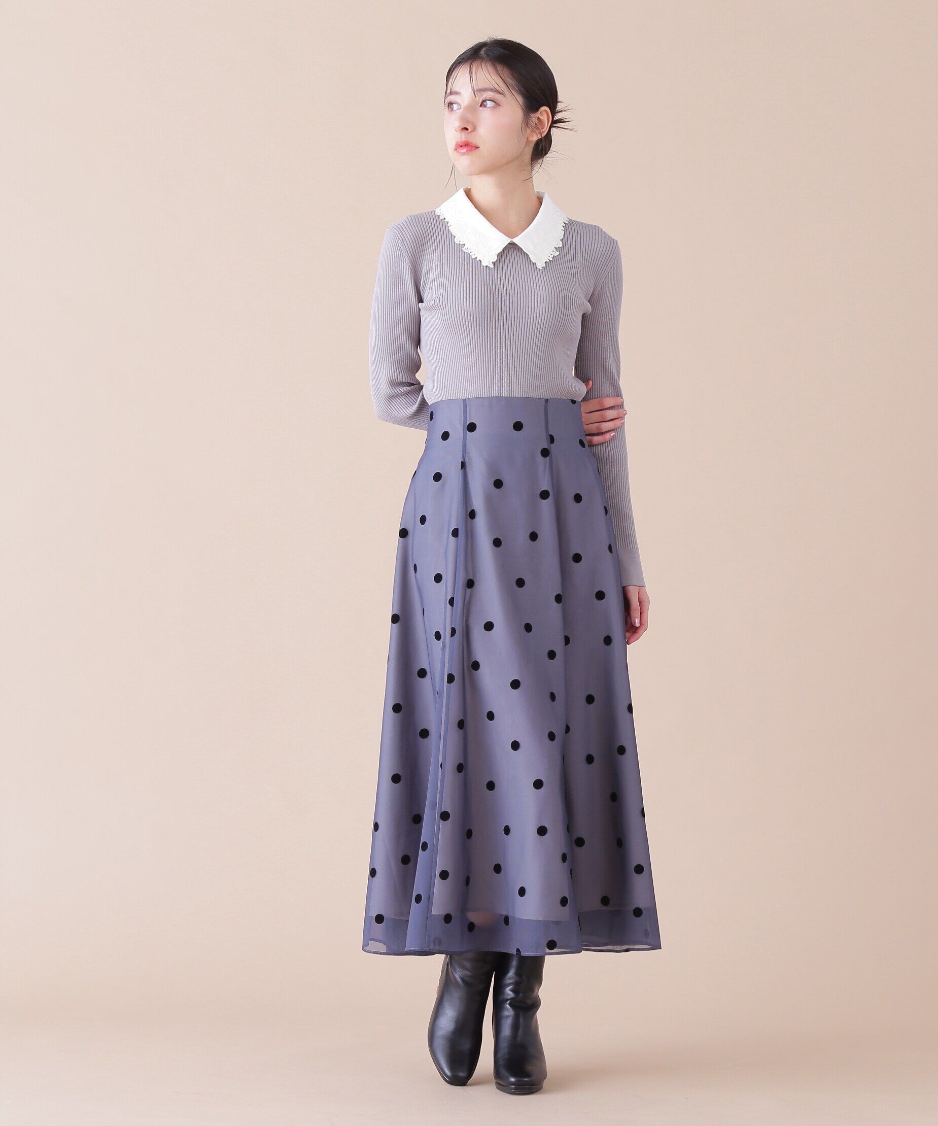  「衿付きリブニット」|ニット・セーター|