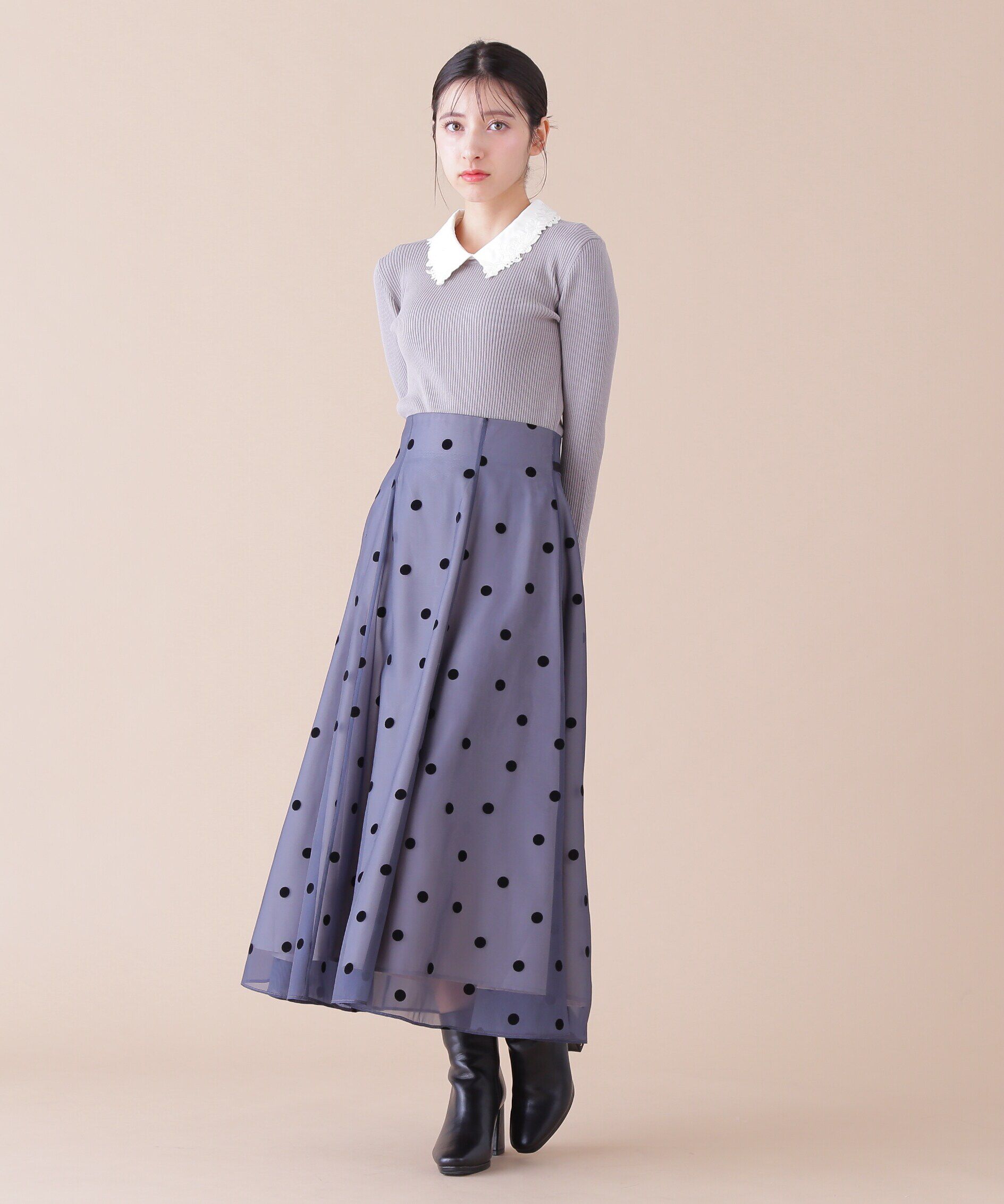  「衿付きリブニット」|ニット・セーター|