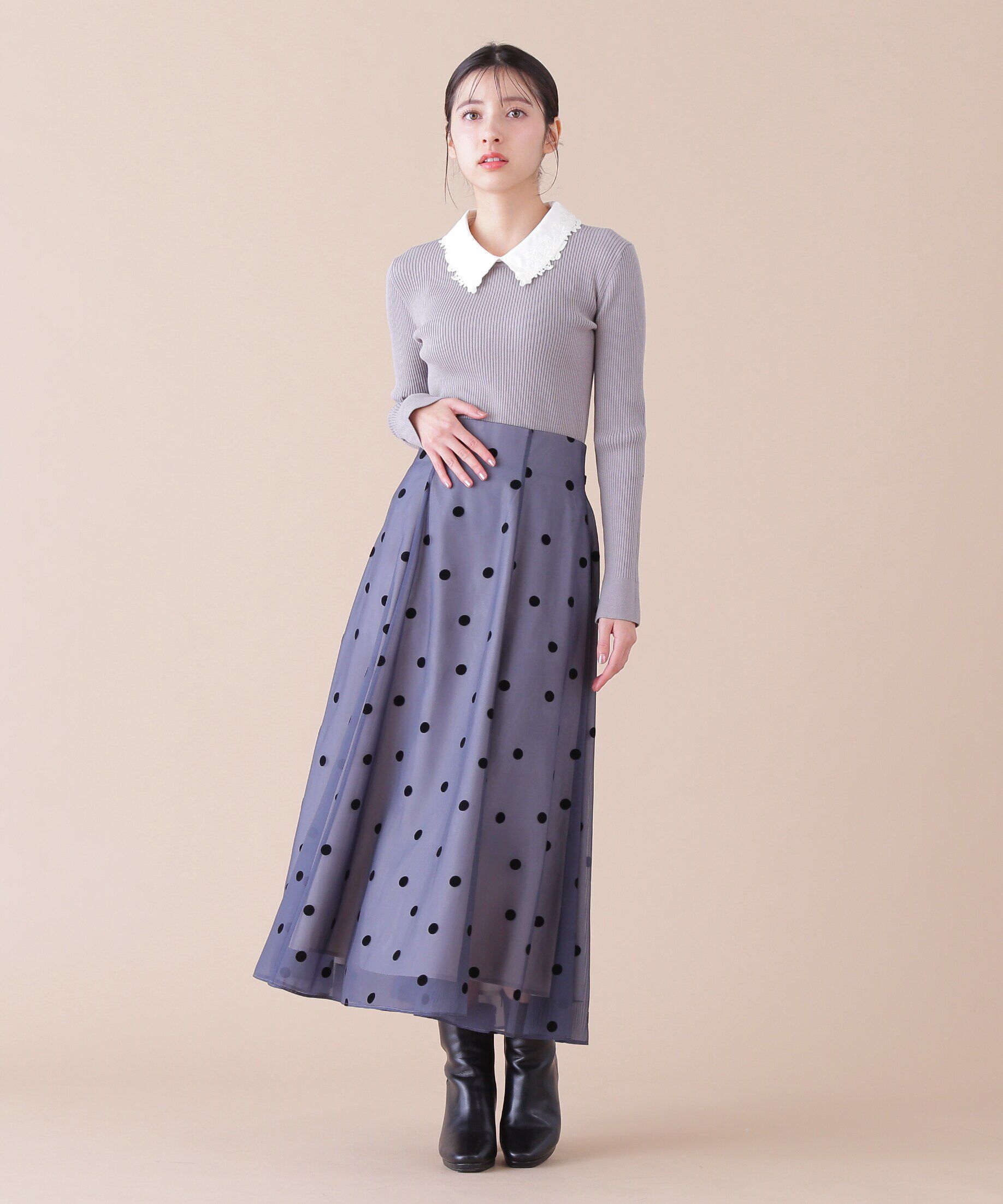  「衿付きリブニット」|ニット・セーター|