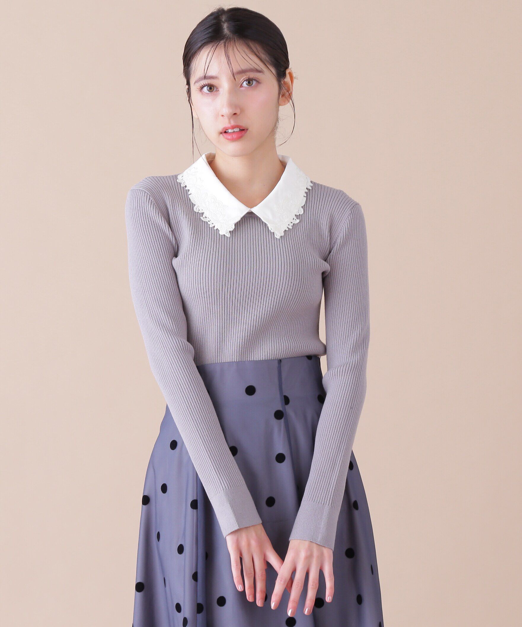  「衿付きリブニット」|ニット・セーター|
