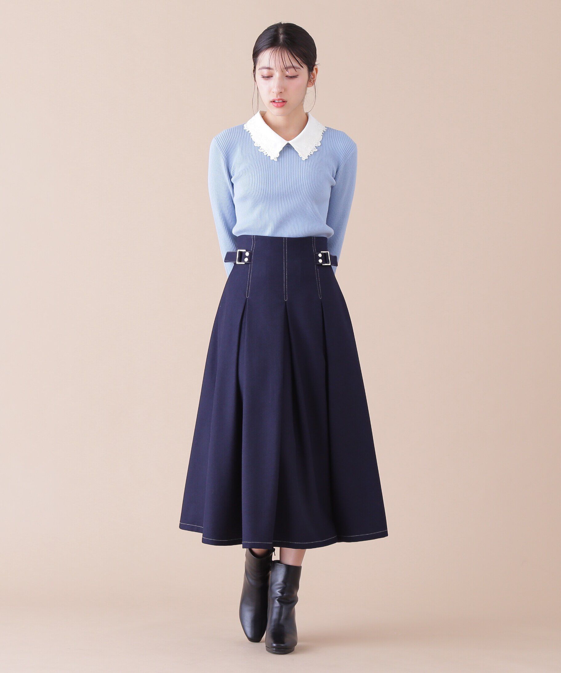  「衿付きリブニット」|ニット・セーター|