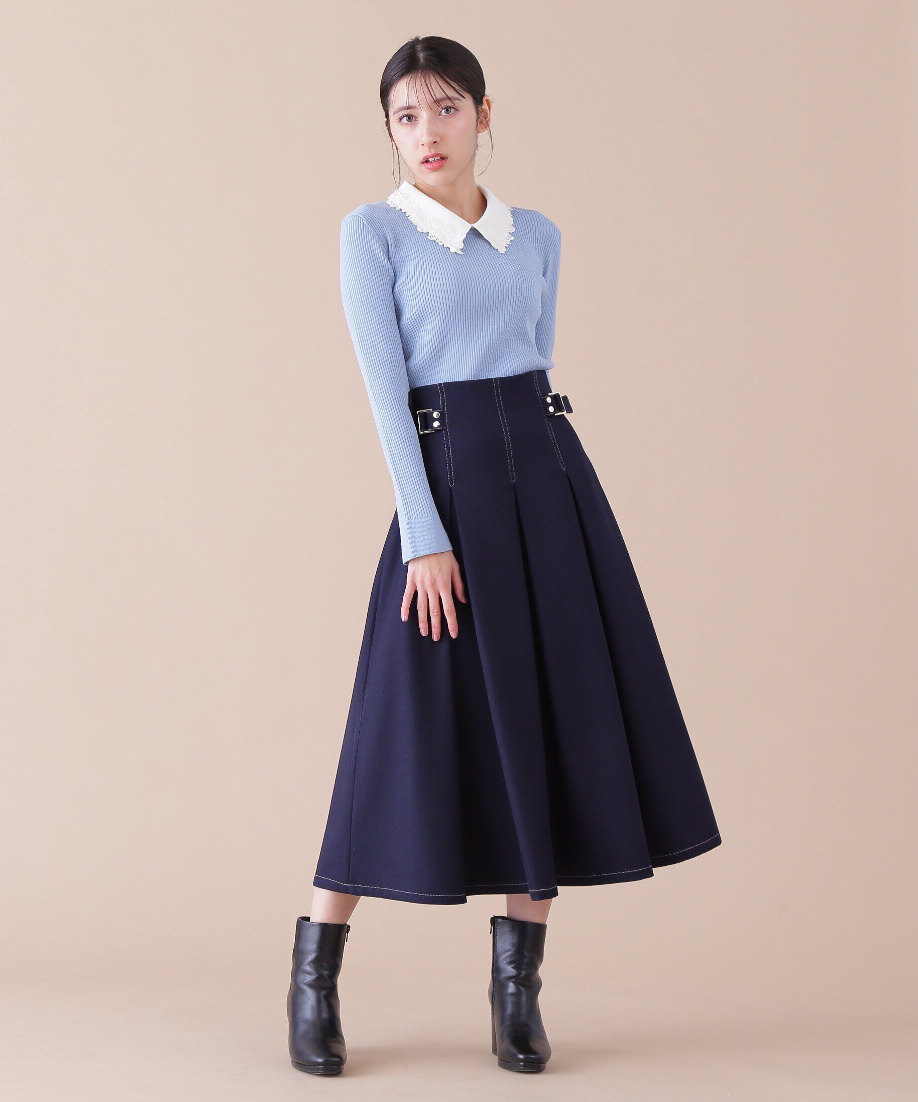  「衿付きリブニット」|ニット・セーター|