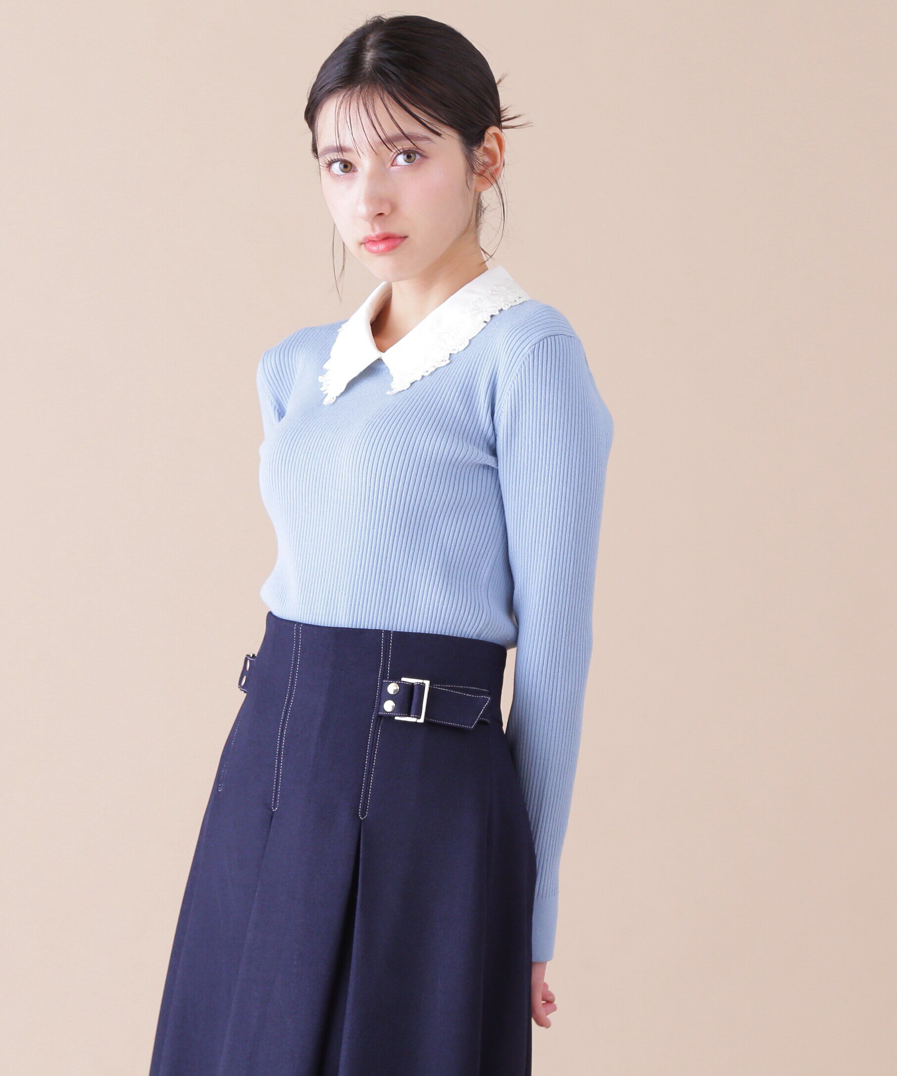  「衿付きリブニット」|ニット・セーター|