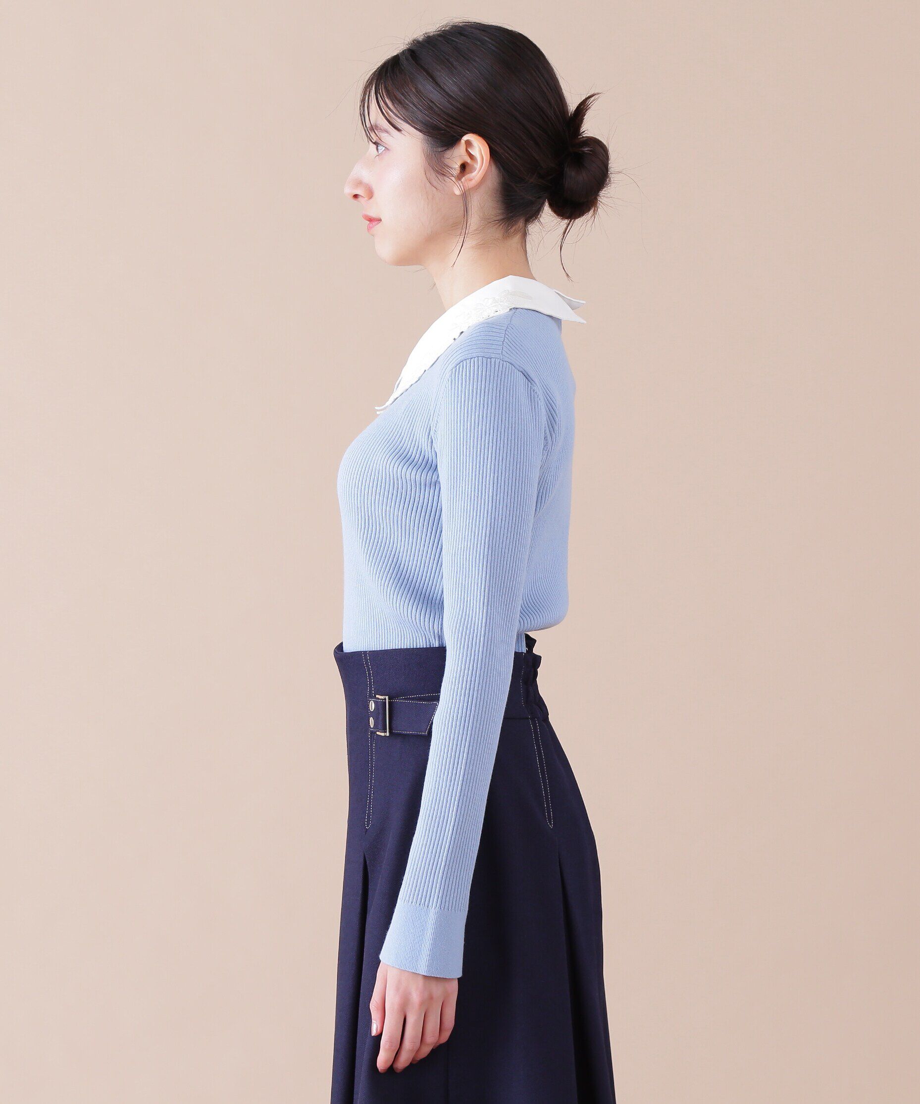  「衿付きリブニット」|ニット・セーター|