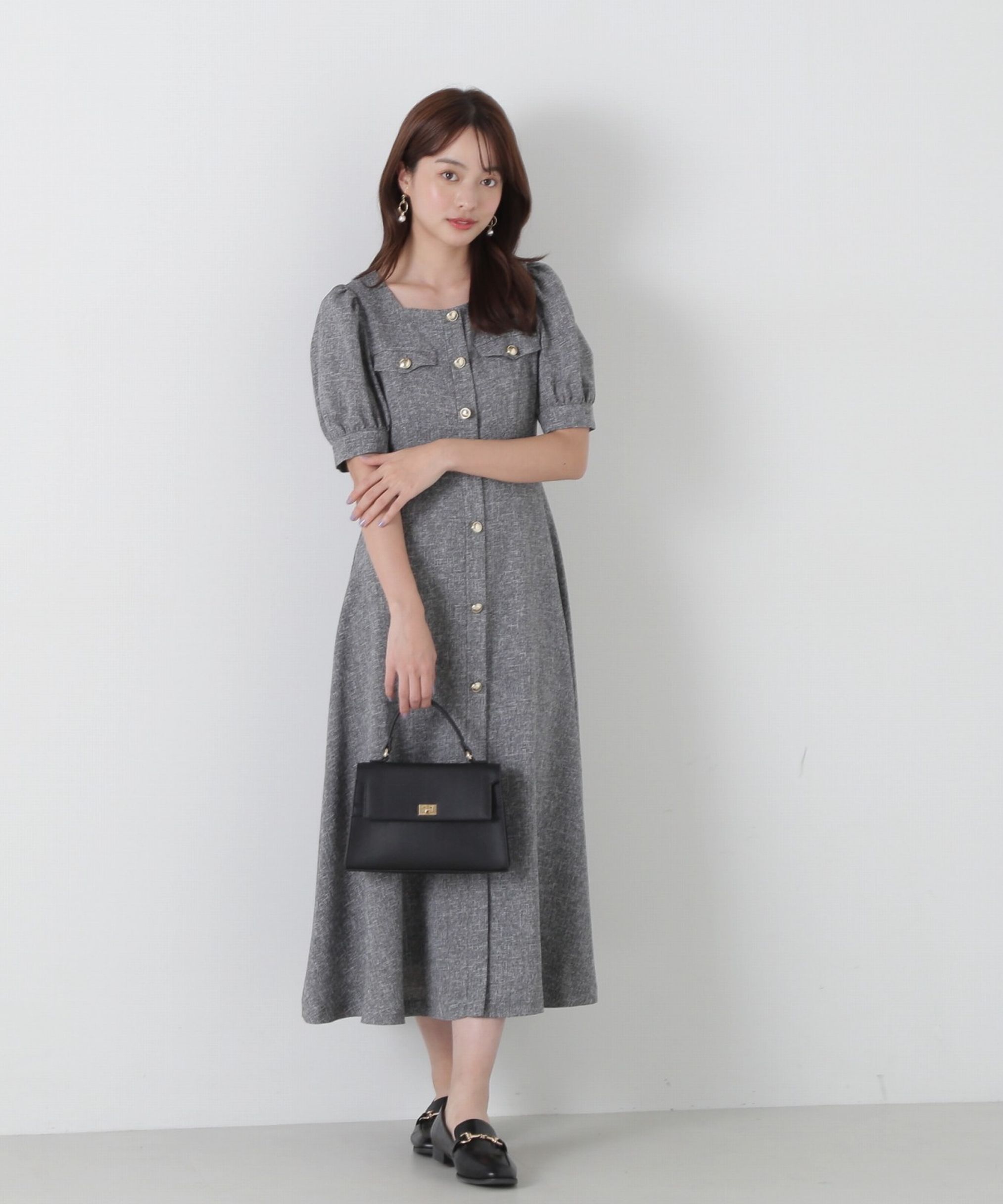 PROPORTION BODY DRESSING「フロント釦スクエアネックワンピース」|ワンピース|