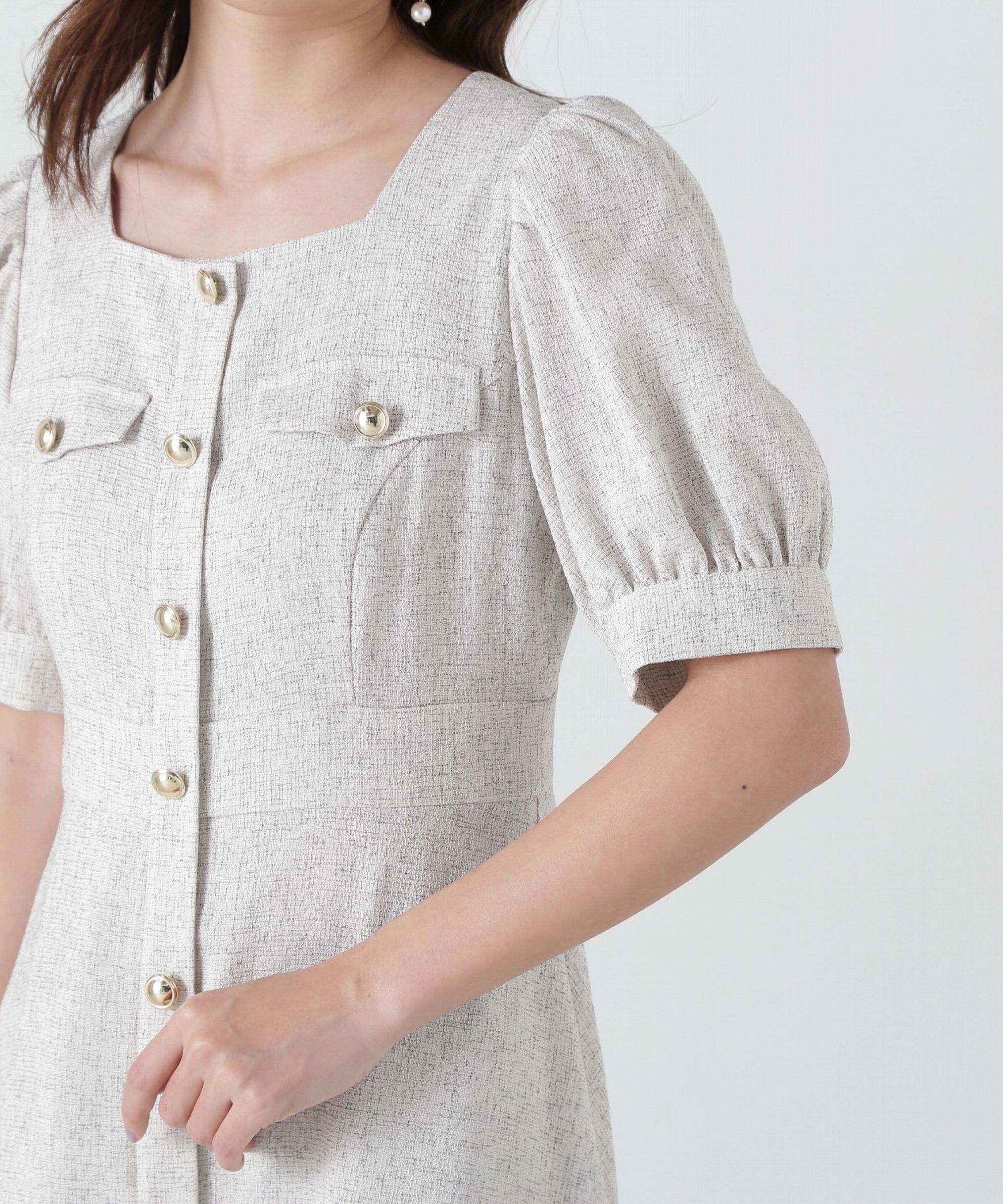 PROPORTION BODY DRESSING「フロント釦スクエアネックワンピース」|ワンピース|