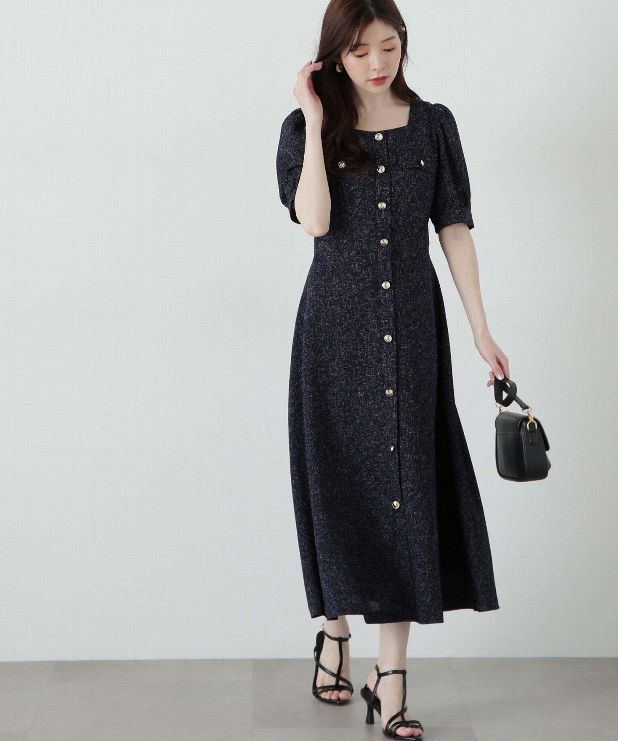 PROPORTION BODY DRESSING「フロント釦スクエアネックワンピース」|ワンピース|