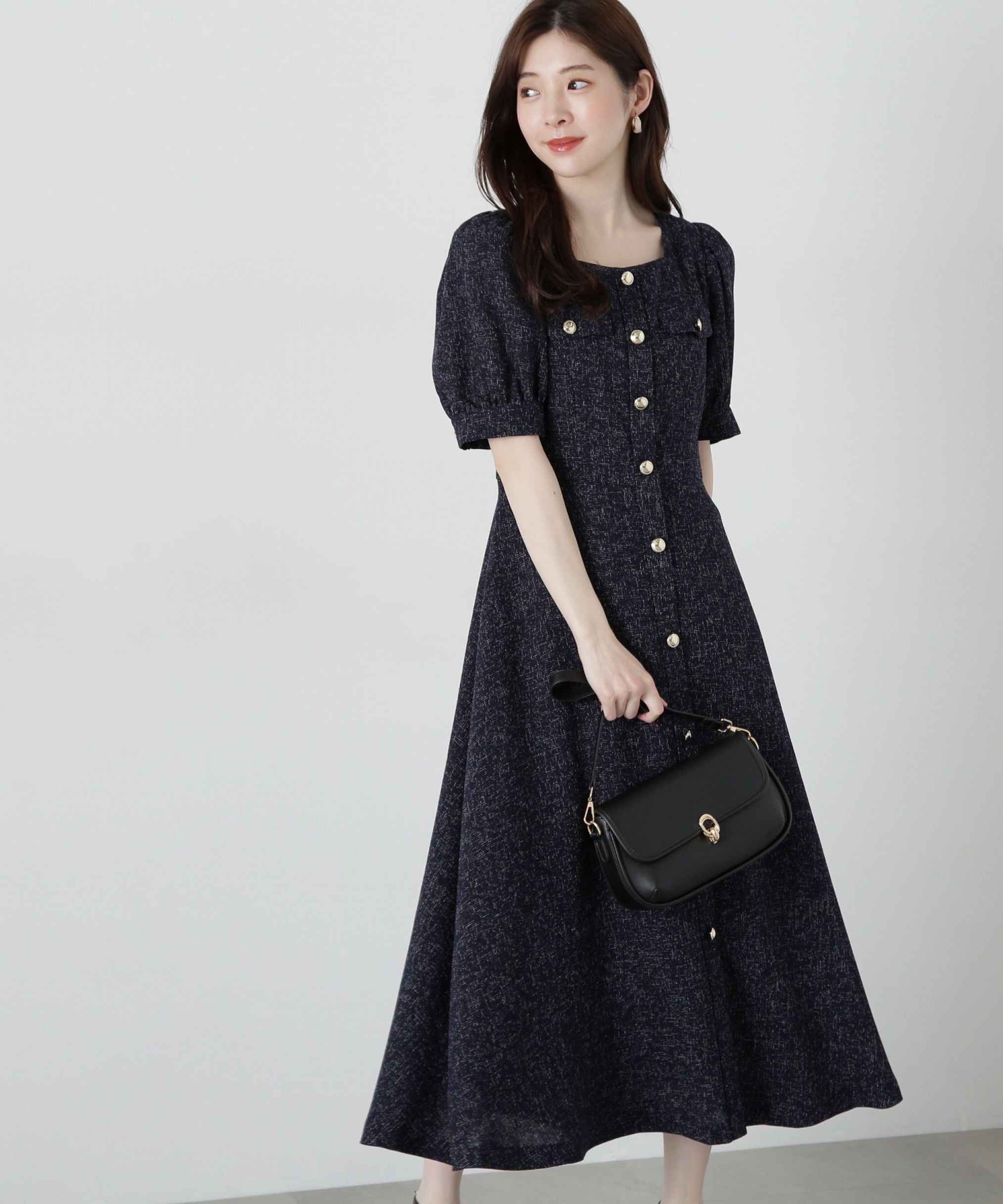 PROPORTION BODY DRESSING「フロント釦スクエアネックワンピース」|ワンピース|