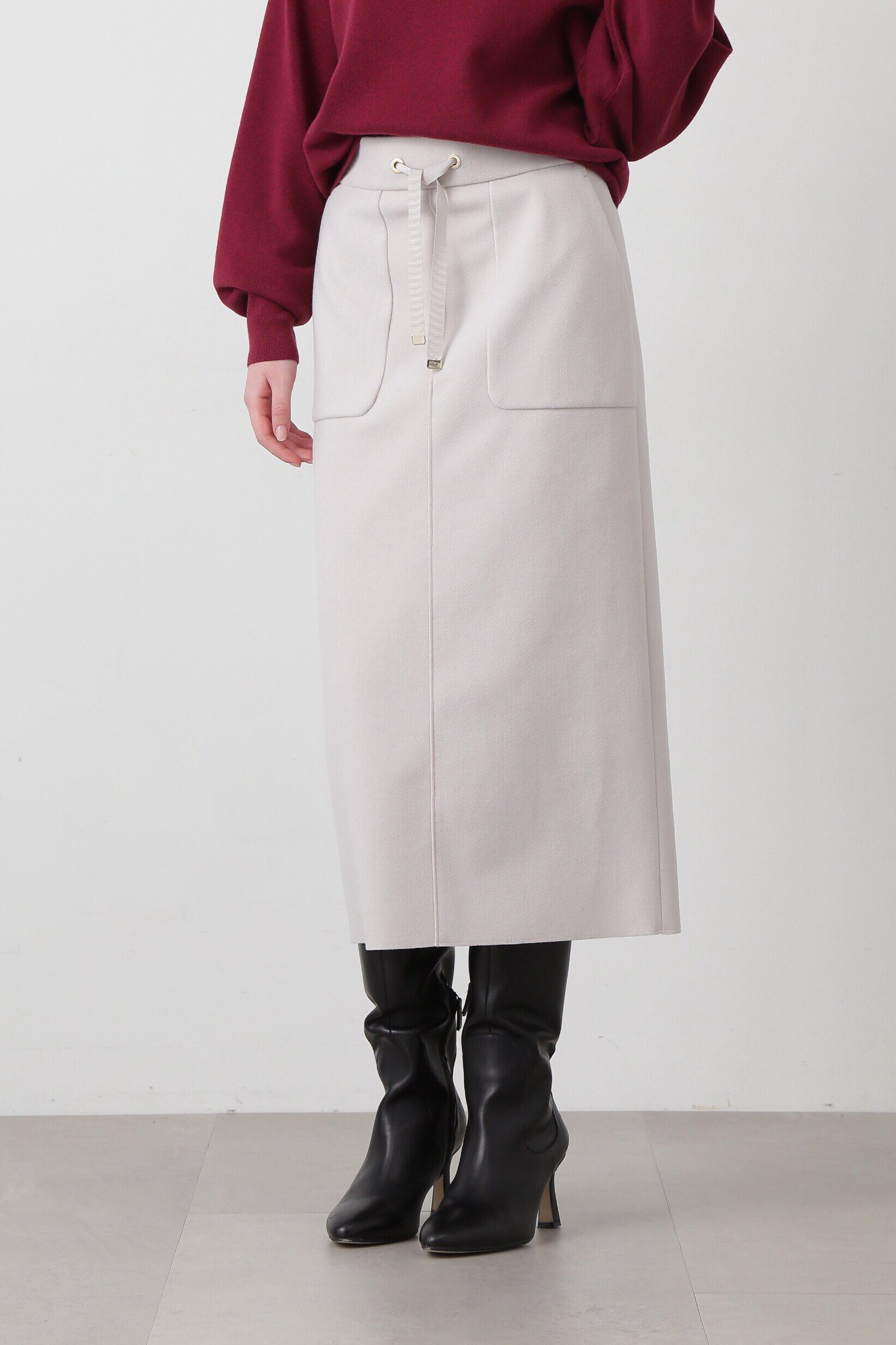  「圧縮ジャージスカート」|スカート|ベージュ