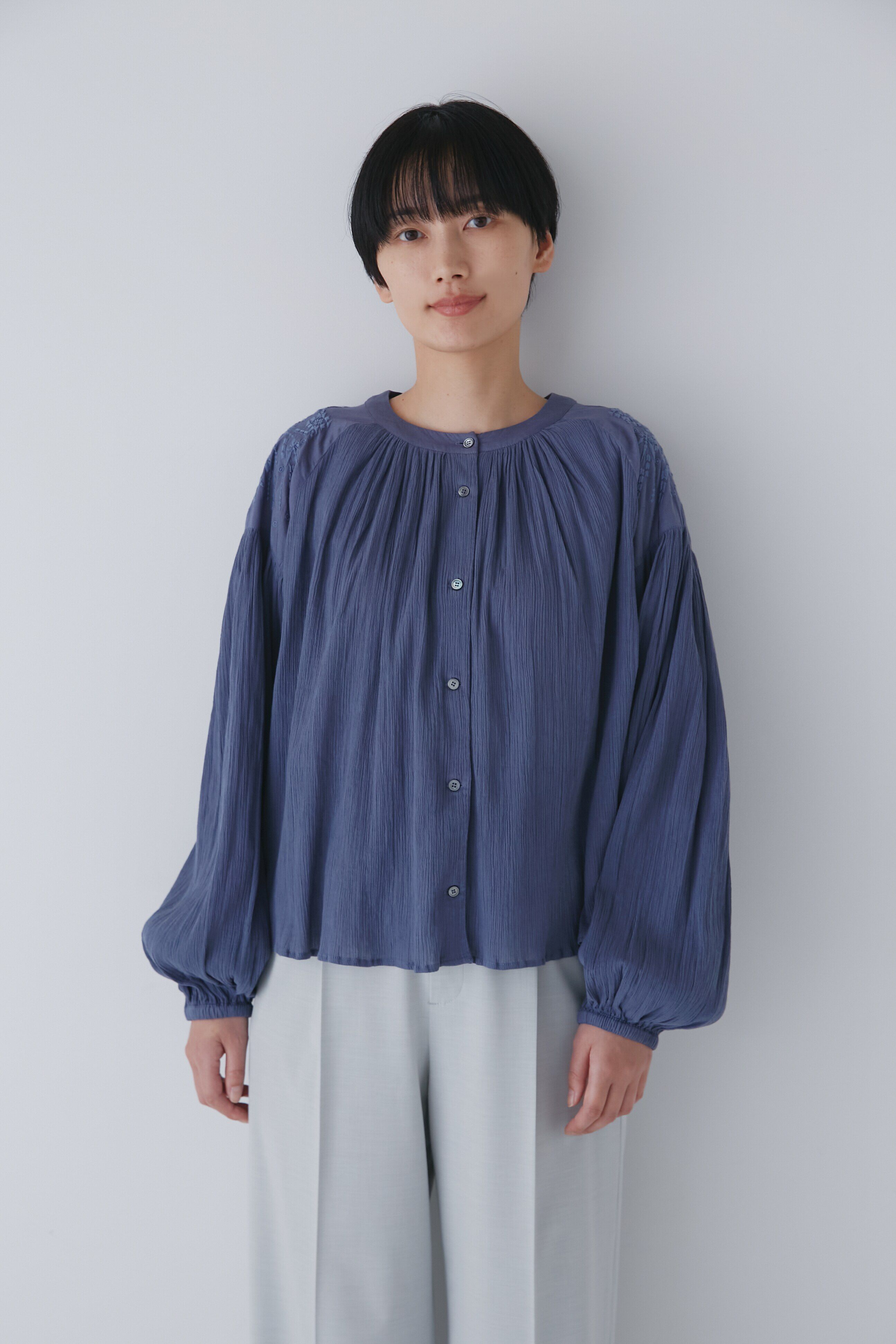  「◆インドクレープギャザーブラウス」|シャツ・ブラウス|