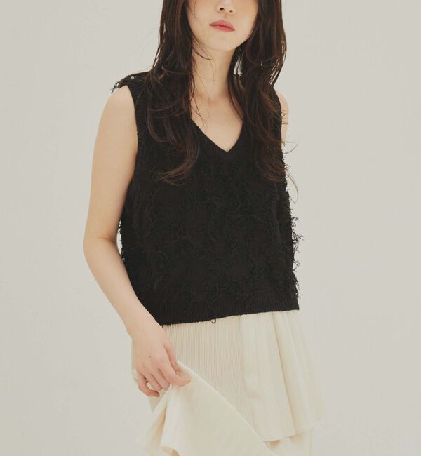 archives「２ＷＡＹフリンジニットベスト」|ベスト・ジレ|BLACK
