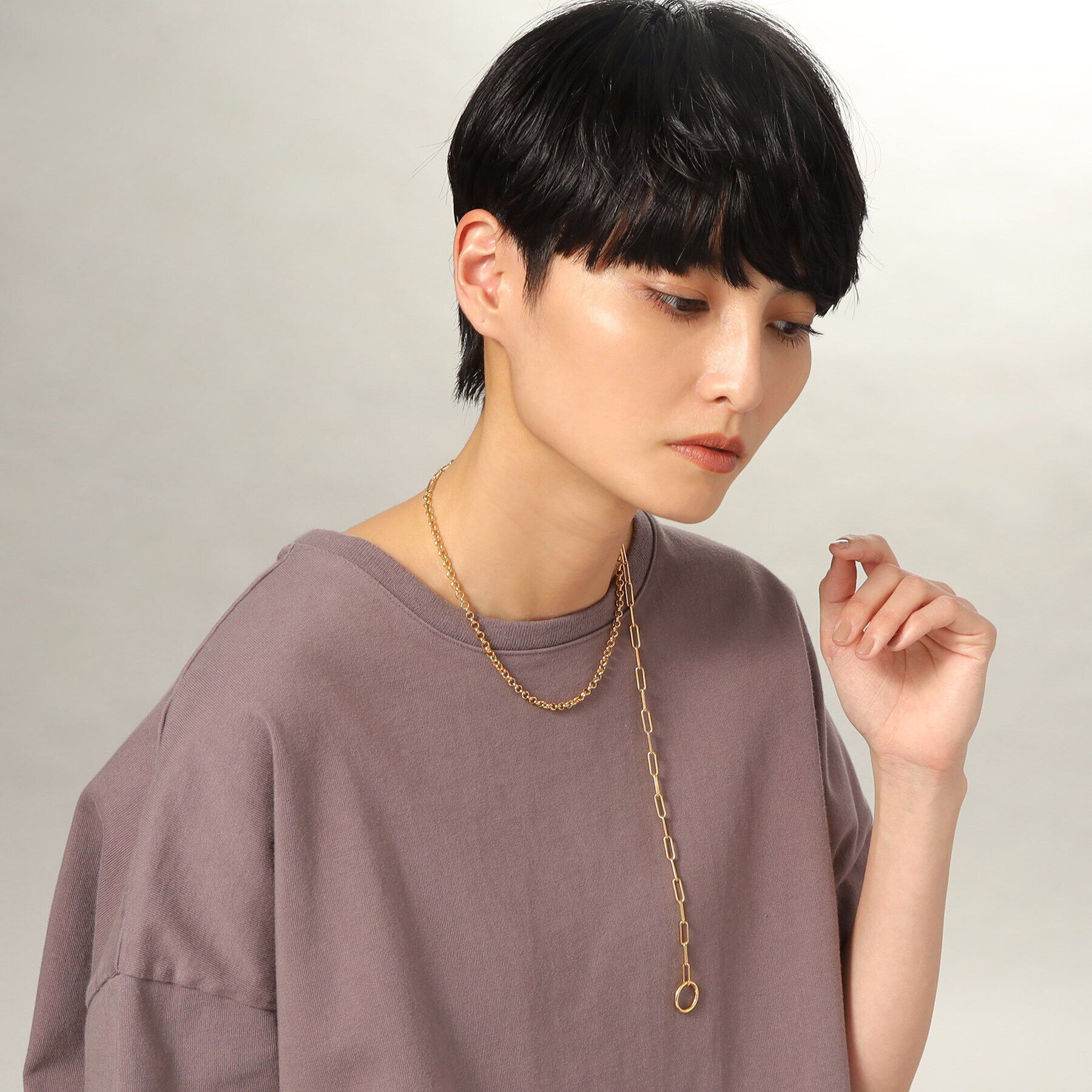 COCOSHNIK ONKITSCH「シルバー マルチチェーンネックレス ミックスチェーン GP」|ネックレス|