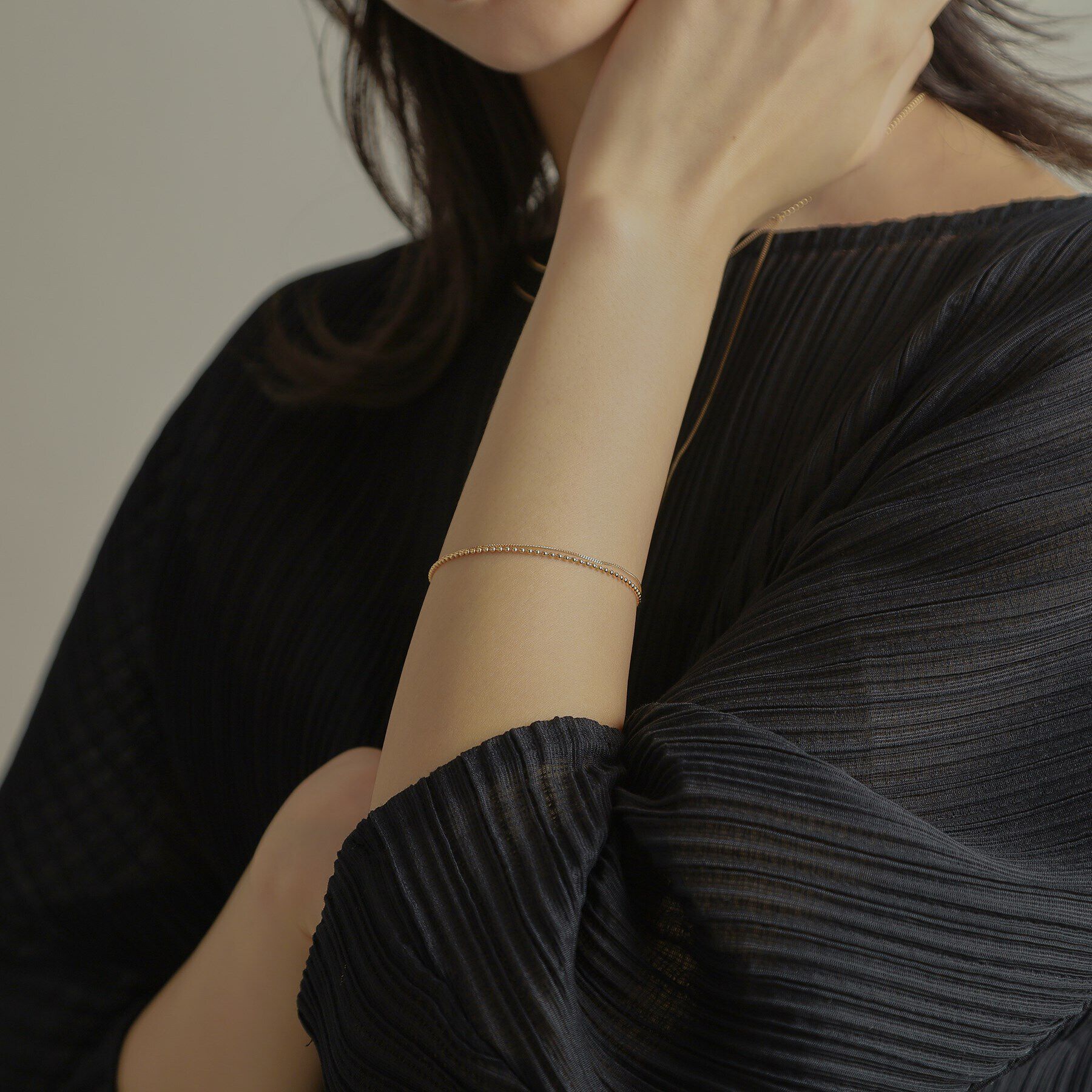 COCOSHNIK「K10ボール&times;キヘイレイヤード ブレスレット」|ブレスレット・バングル|